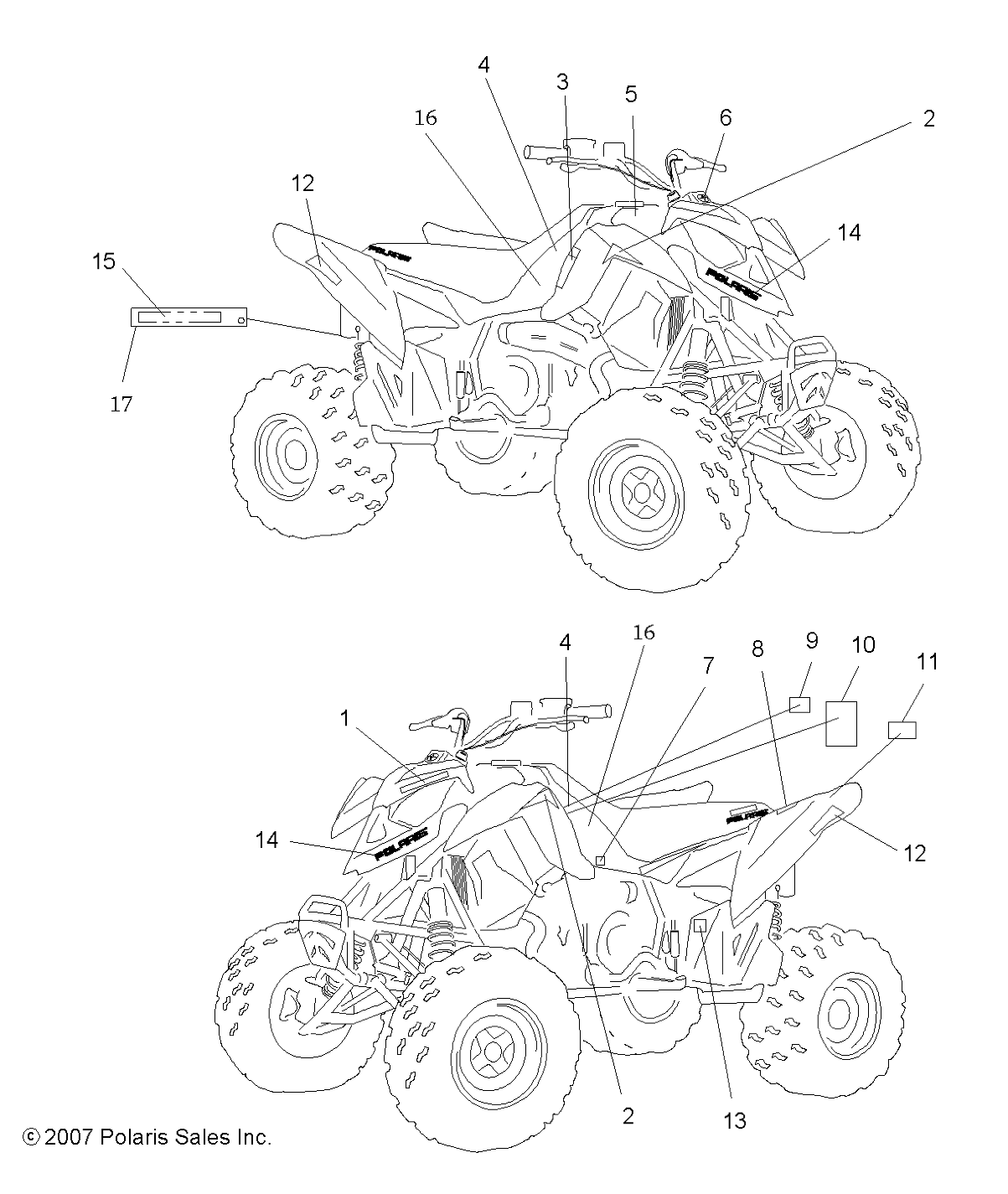CARROSSERIE AUTOCOLLANTS POUR OUTLAW 450 S 2008