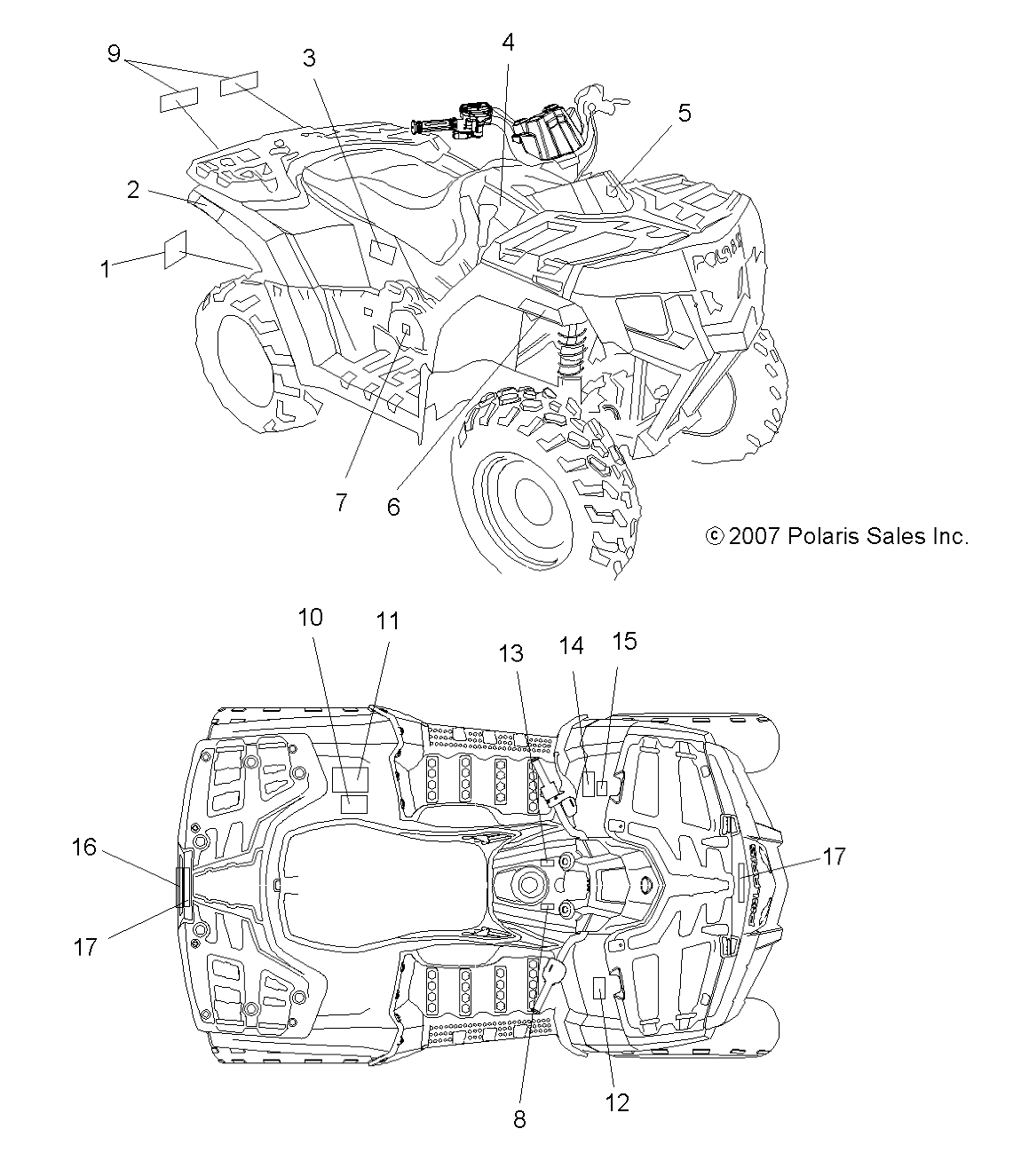 CARROSSERIE AUTOCOLLANTS POUR SPORTSMAN 300 4X4 2008