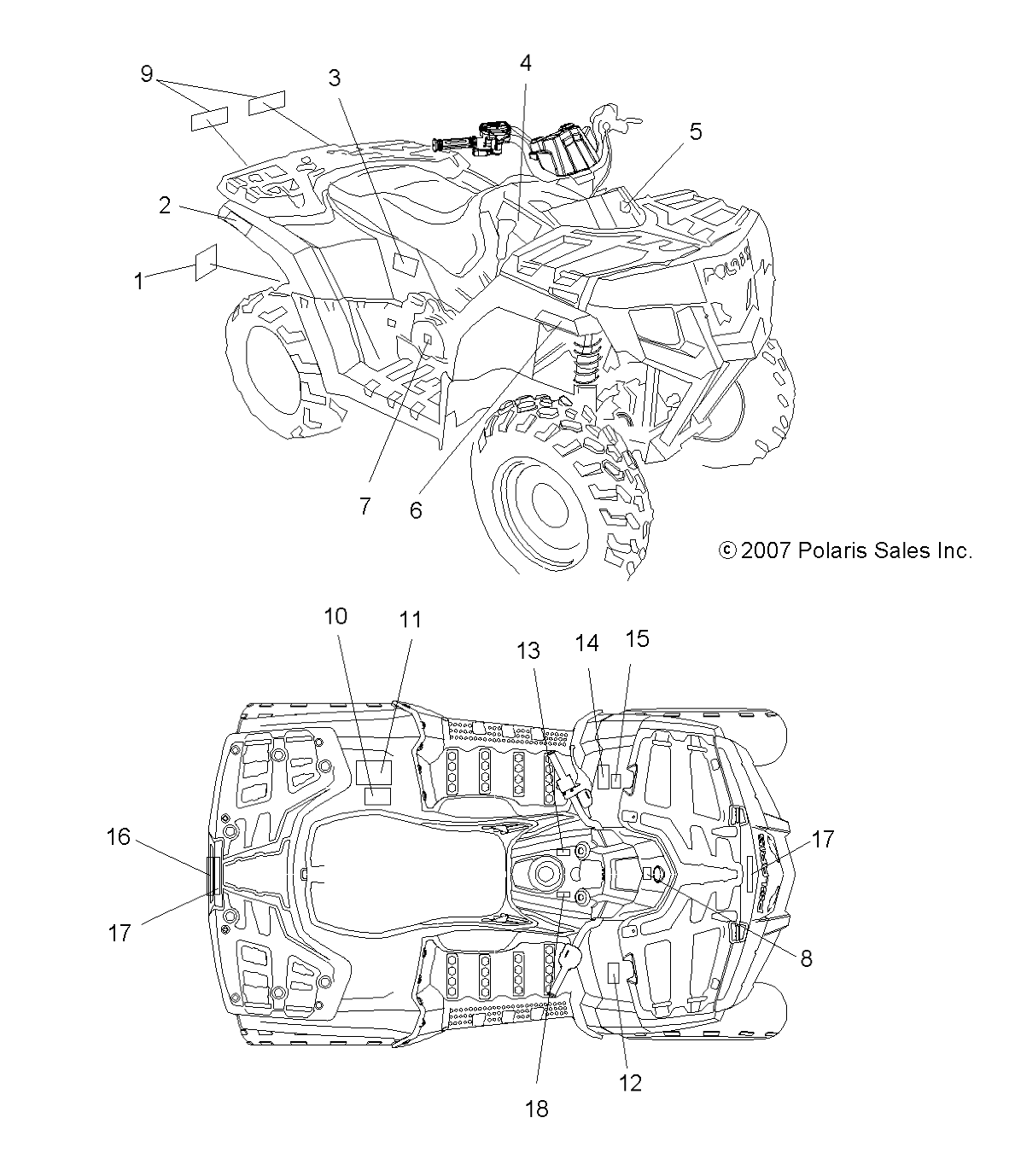CARROSSERIE AUTOCOLLANTS POUR SPORTSMAN 400 HO 4X4 2008