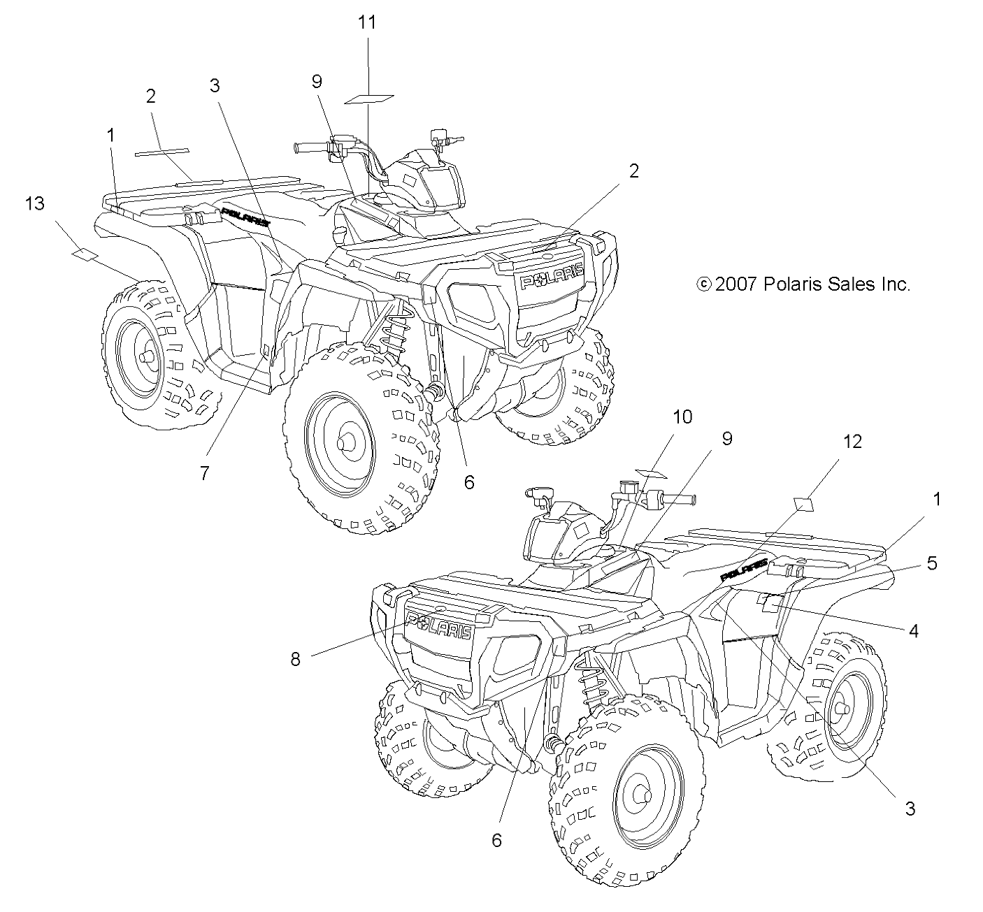 CARROSSERIE AUTOCOLLANTS POUR SPORTSMAN 500 HO 2008