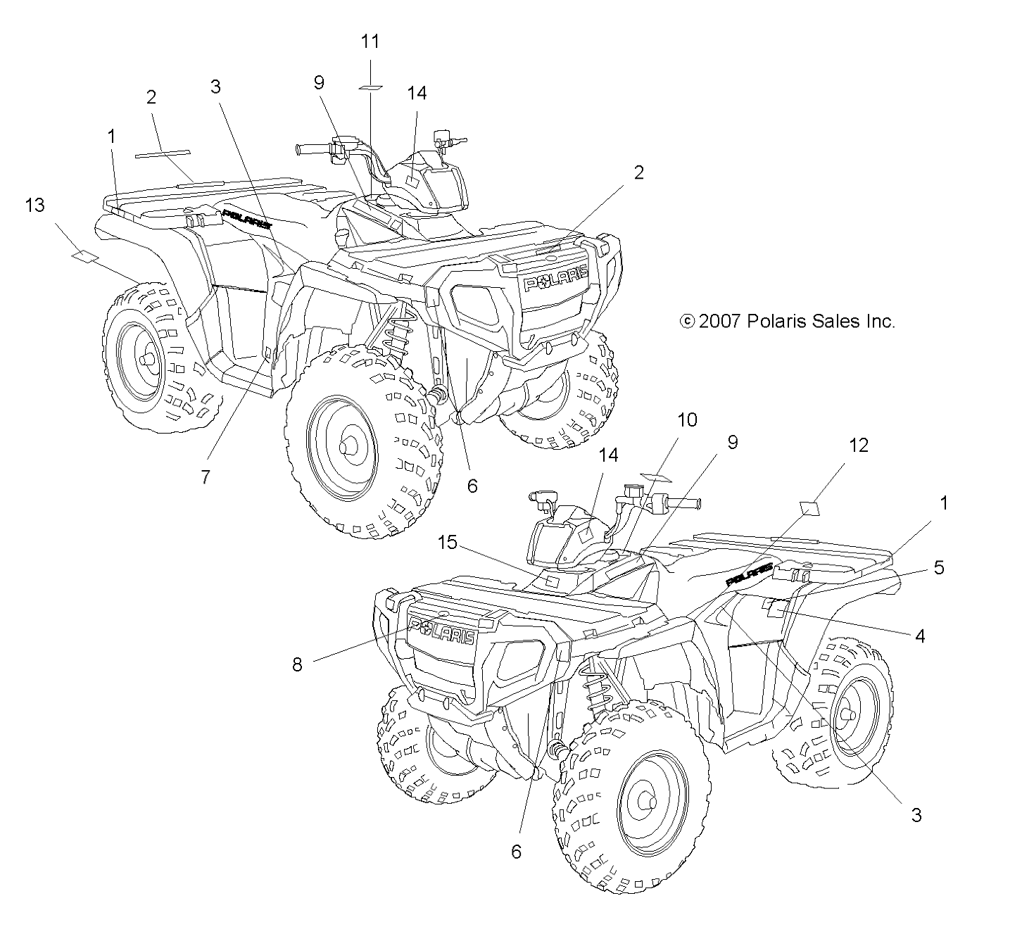 CARROSSERIE AUTOCOLLANTS POUR SPORTSMAN 500 EFI SCANDINAVIAN 2008