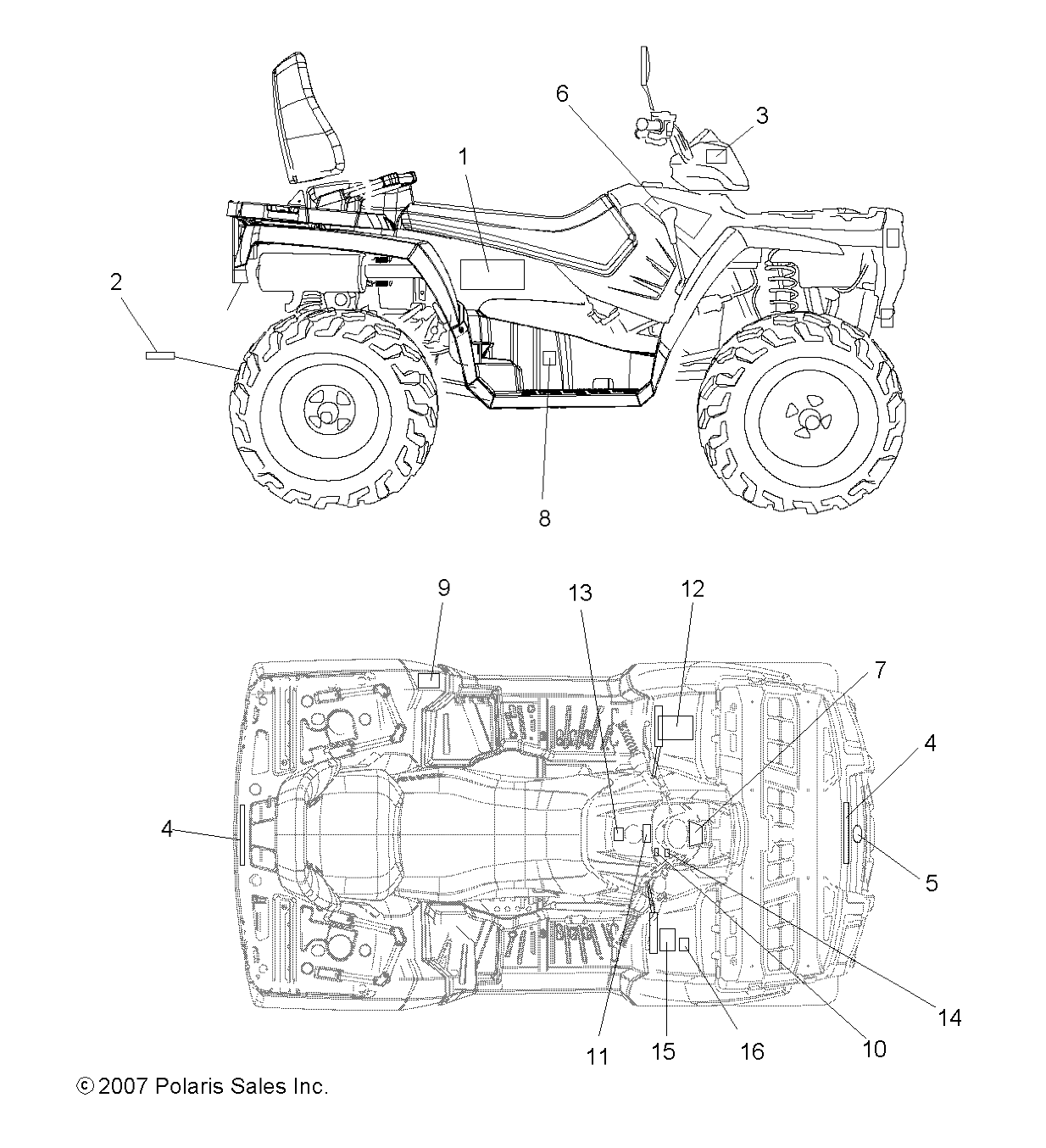 CARROSSERIE AUTOCOLLANTS POUR SPORTSMAN TOURING 500 EFI QUAD 2008