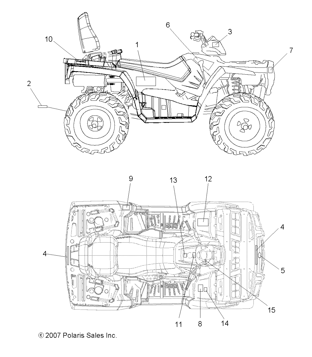 CARROSSERIE AUTOCOLLANTS POUR SPORTSMAN TOURING 800 EFI 2008