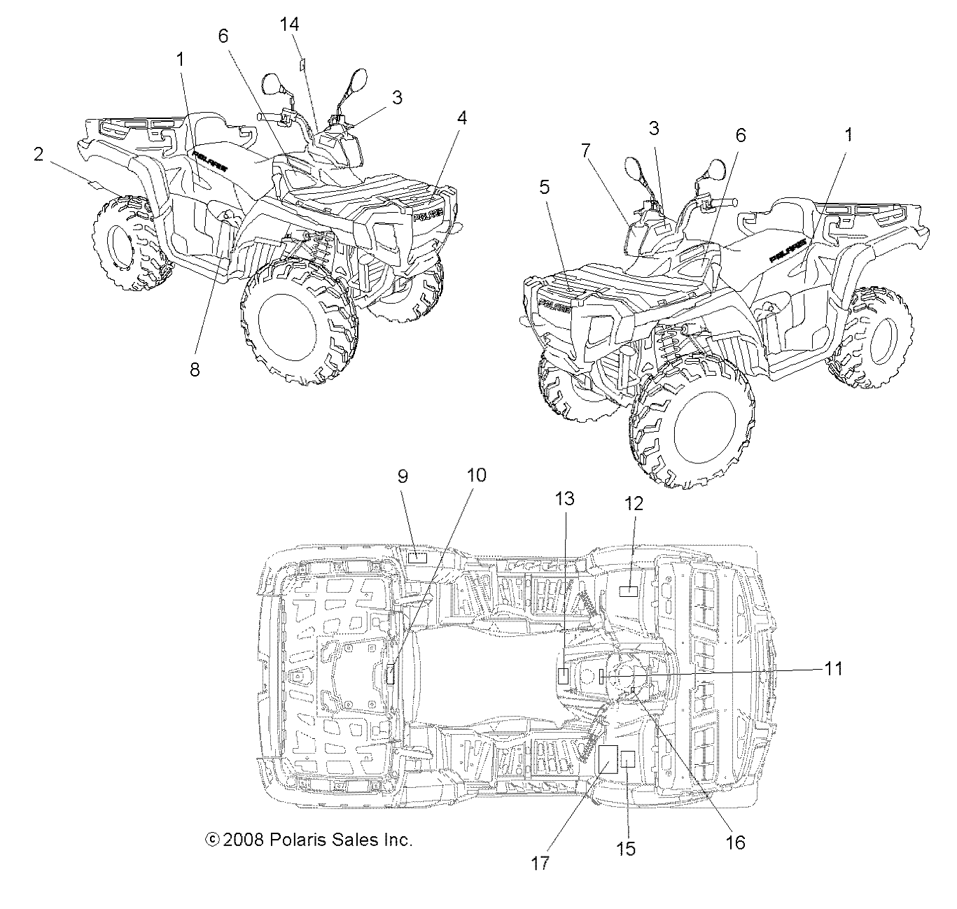 CARROSSERIE AUTOCOLLANTS POUR SPORTSMAN X2 500 EFI QUAD 2008