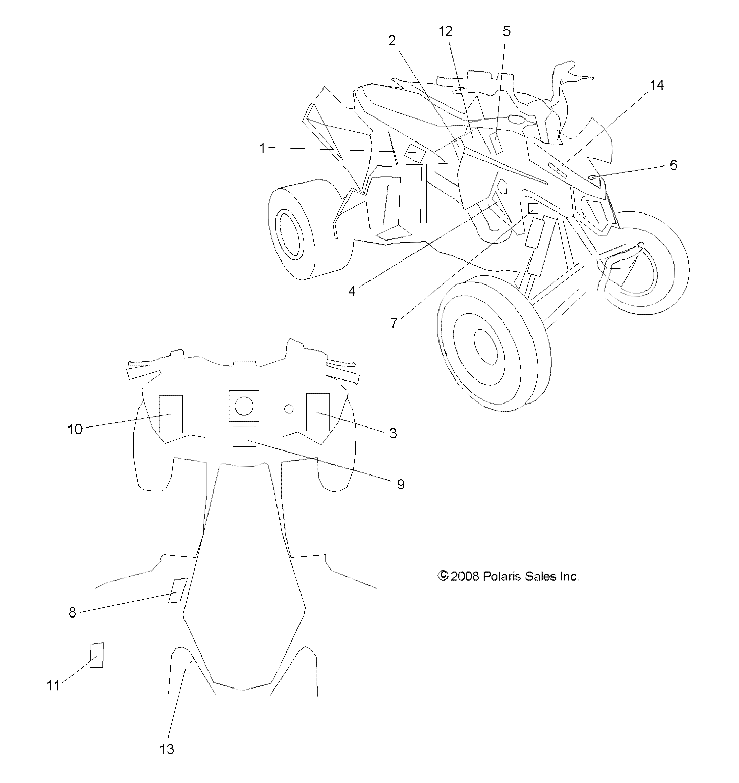 CARROSSERIE AUTOCOLLANTS POUR OUTLAW 450 MXR 2009