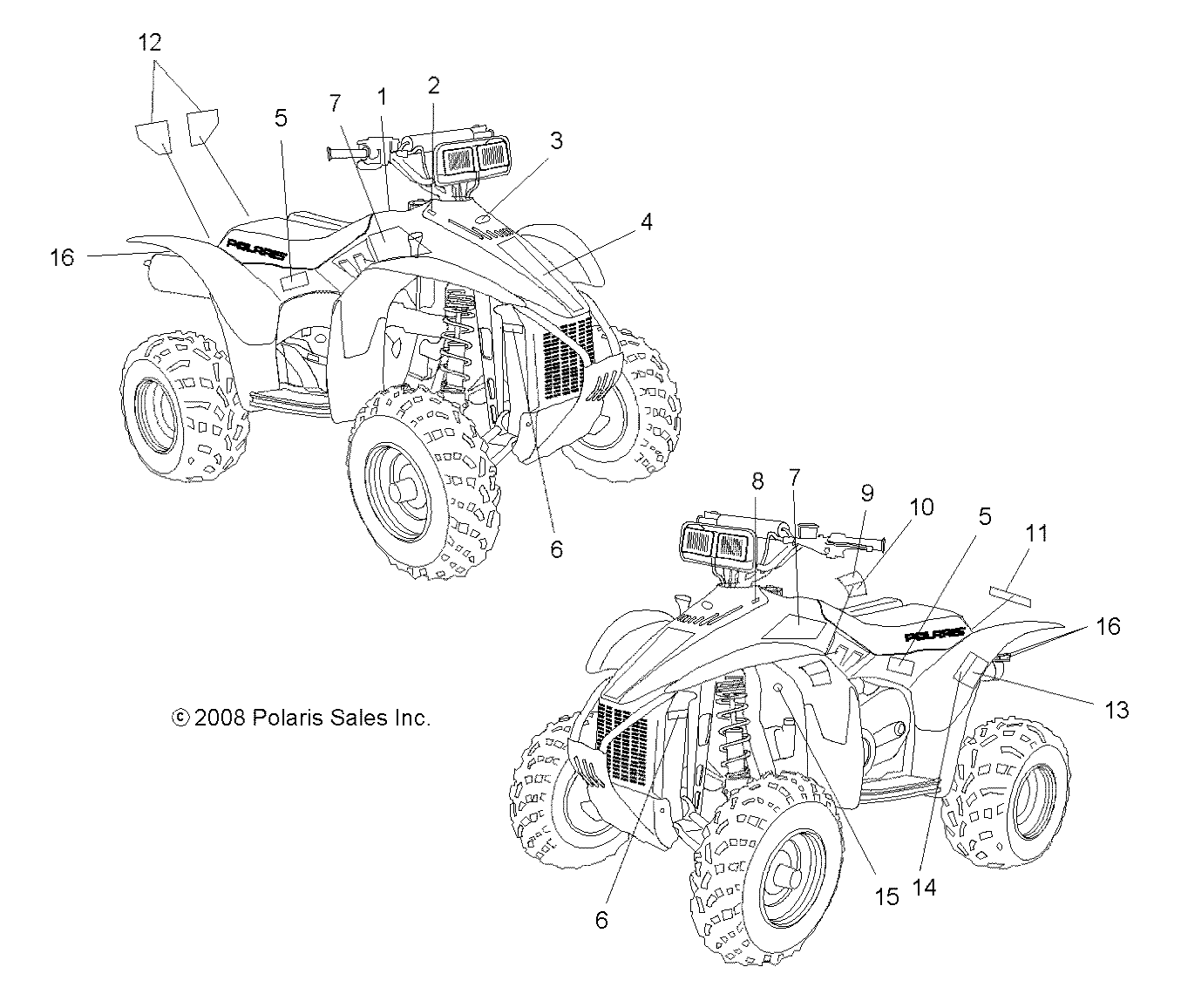 CARROSSERIE AUTOCOLLANTS POUR SCRAMBLER 500 4X4 2009