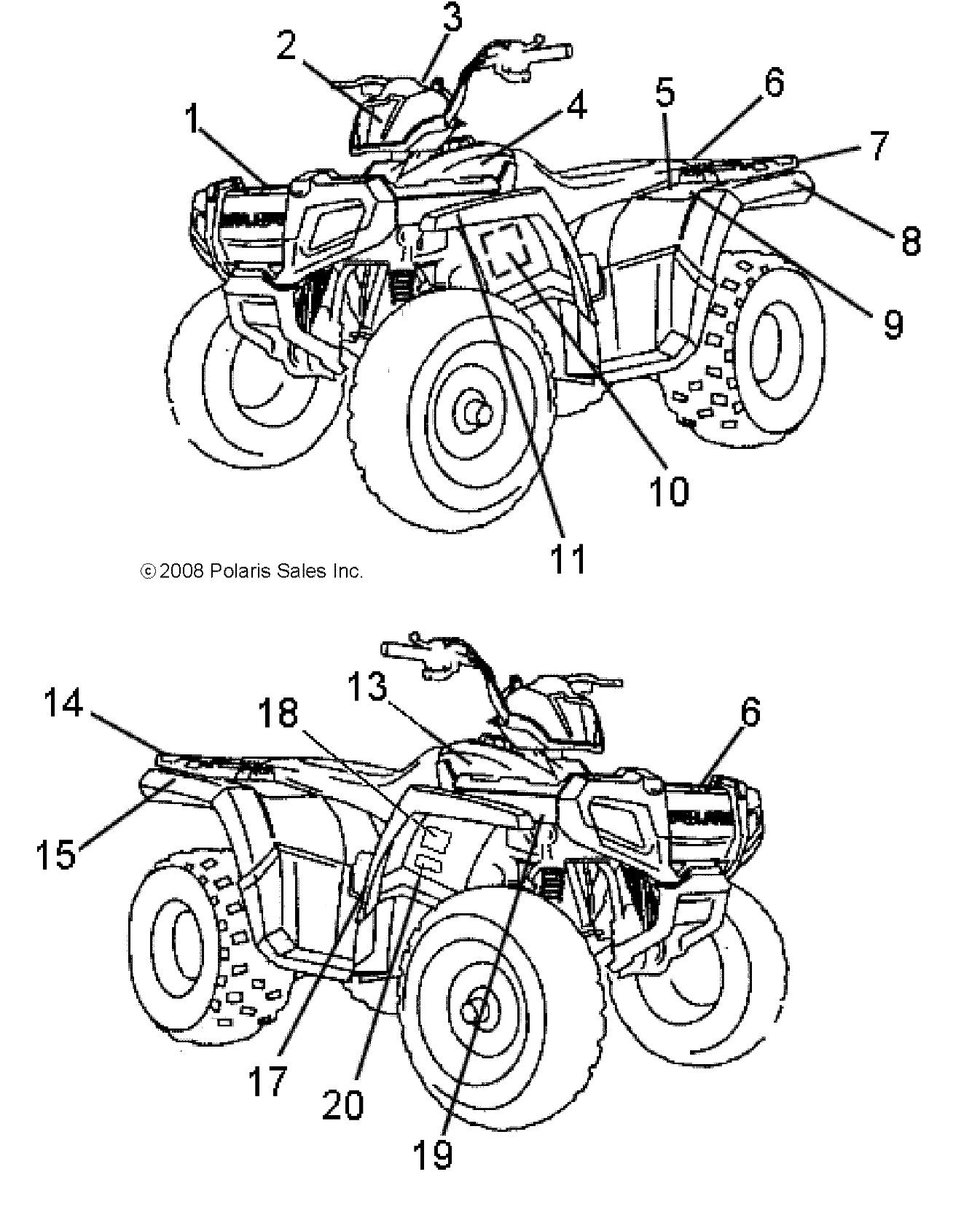 CARROSSERIE AUTOCOLLANTS POUR SPORTSMAN 90 2009