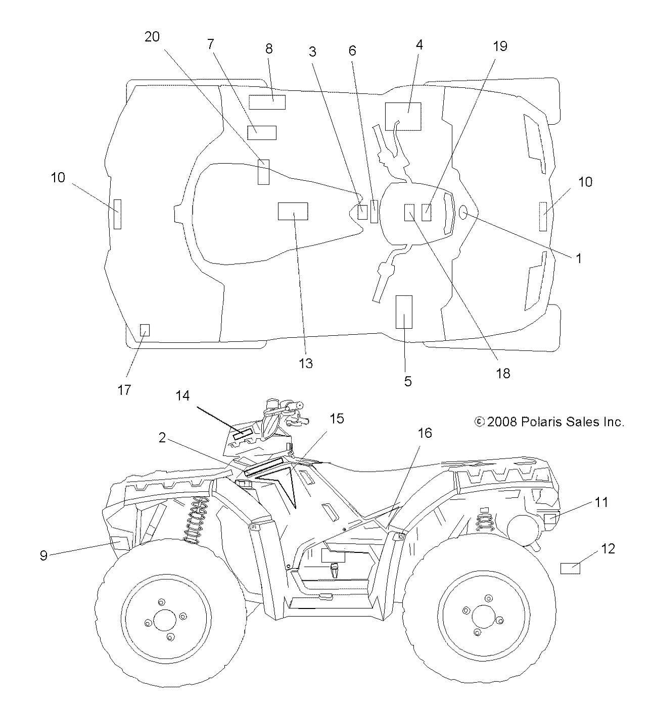 CARROSSERIE AUTOCOLLANTS POUR SPORTSMAN XP EPS 550 2009