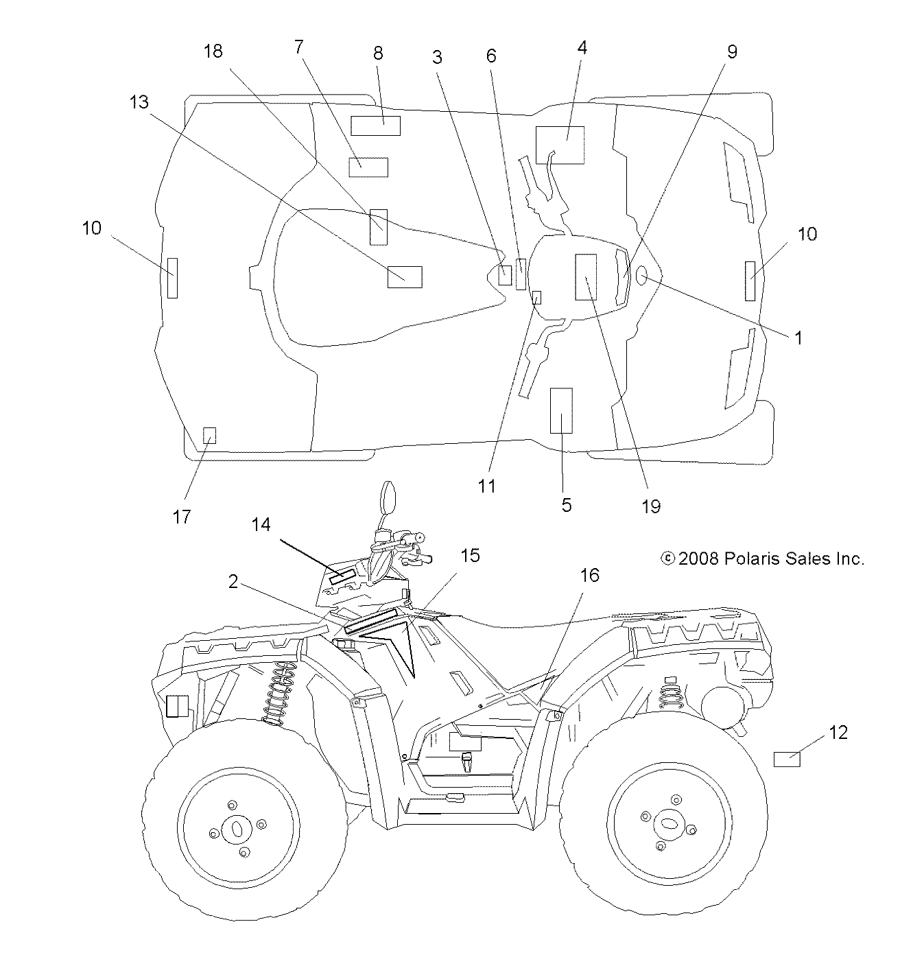 CARROSSERIE AUTOCOLLANTS POUR SPORTSMAN XP EPS 850 INTL 2009