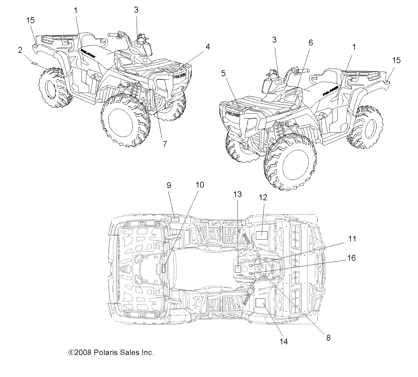 CARROSSERIE AUTOCOLLANTS POUR SPORTSMAN X2 500 EFI 2009