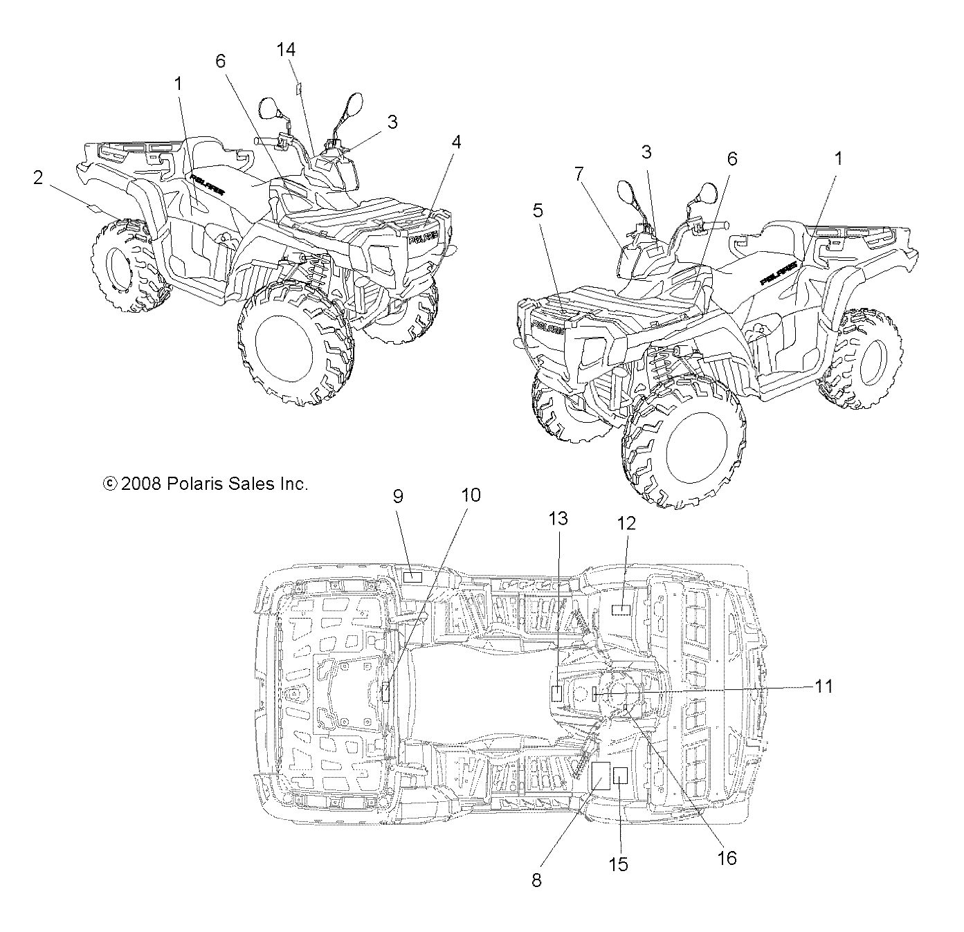 CARROSSERIE AUTOCOLLANTS POUR SPORTSMAN X2 500 EFI QUAD 2009