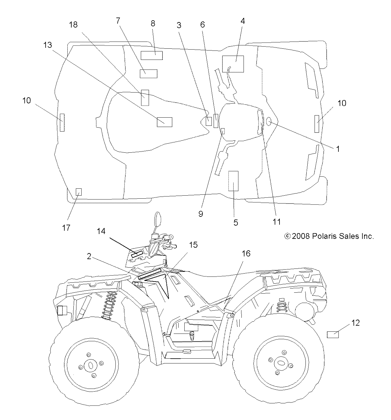 CARROSSERIE AUTOCOLLANTS POUR SPORTSMAN XP 550 INTL 2009