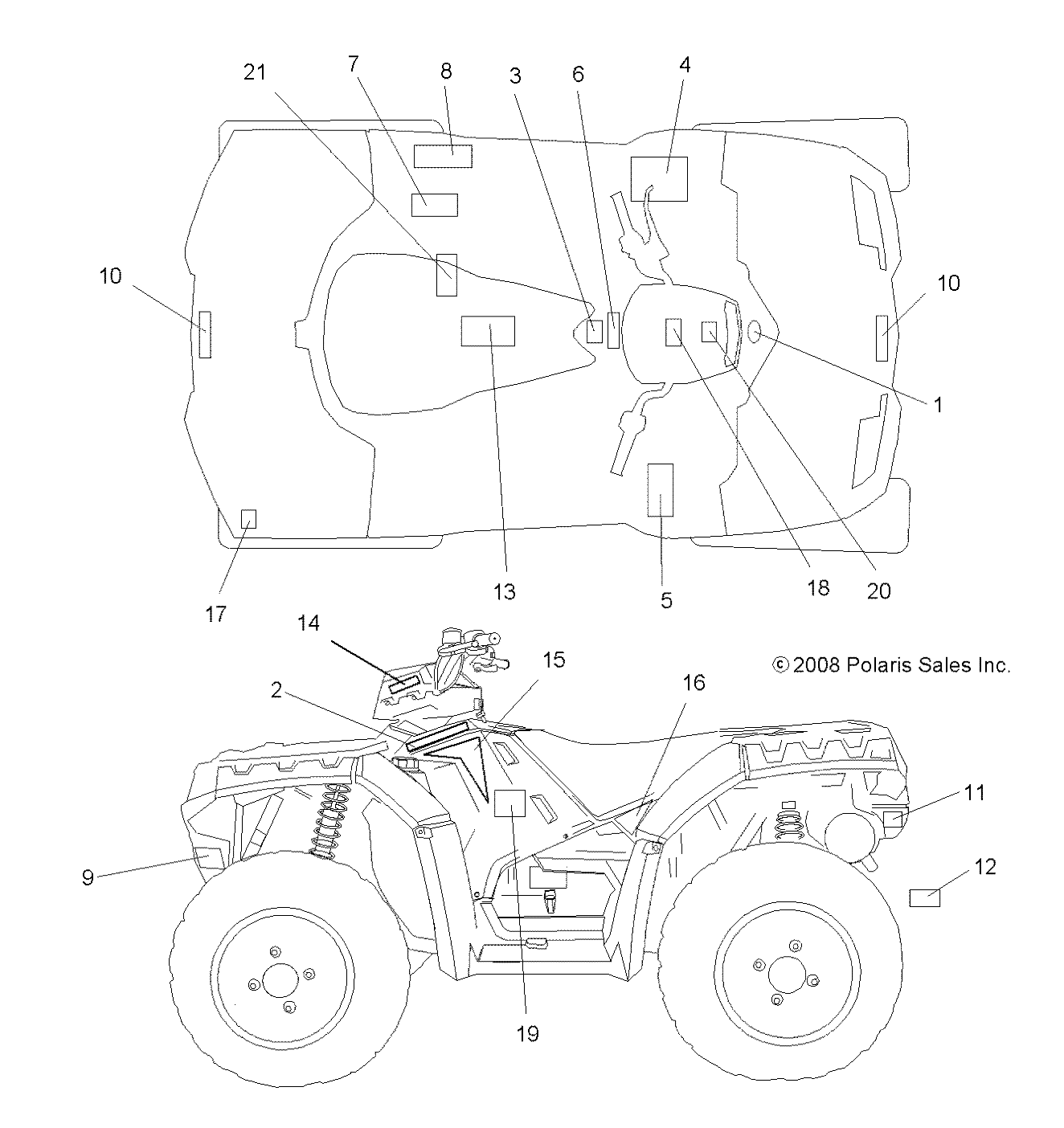 CARROSSERIE AUTOCOLLANTS POUR SPORTSMAN XP 850 2009