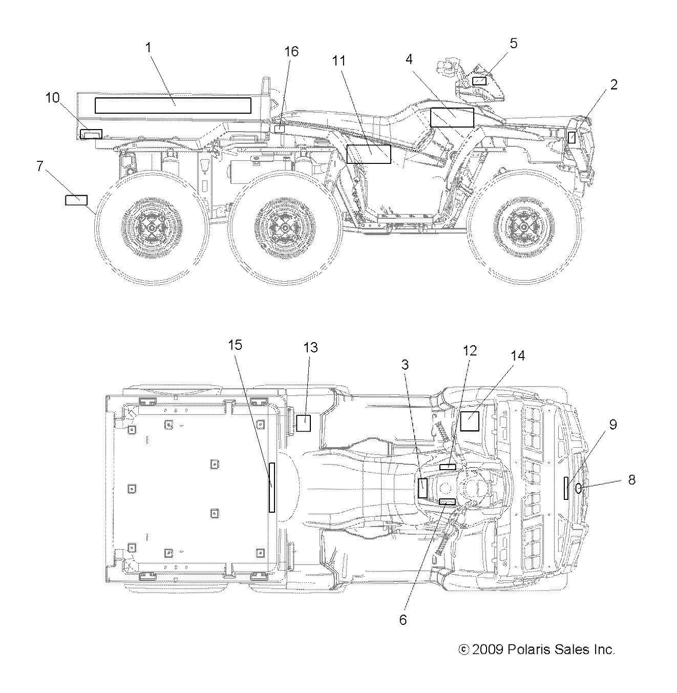 CARROSSERIE AUTOCOLLANTS POUR SPORTSMAN 800 EFI 6X6 2010