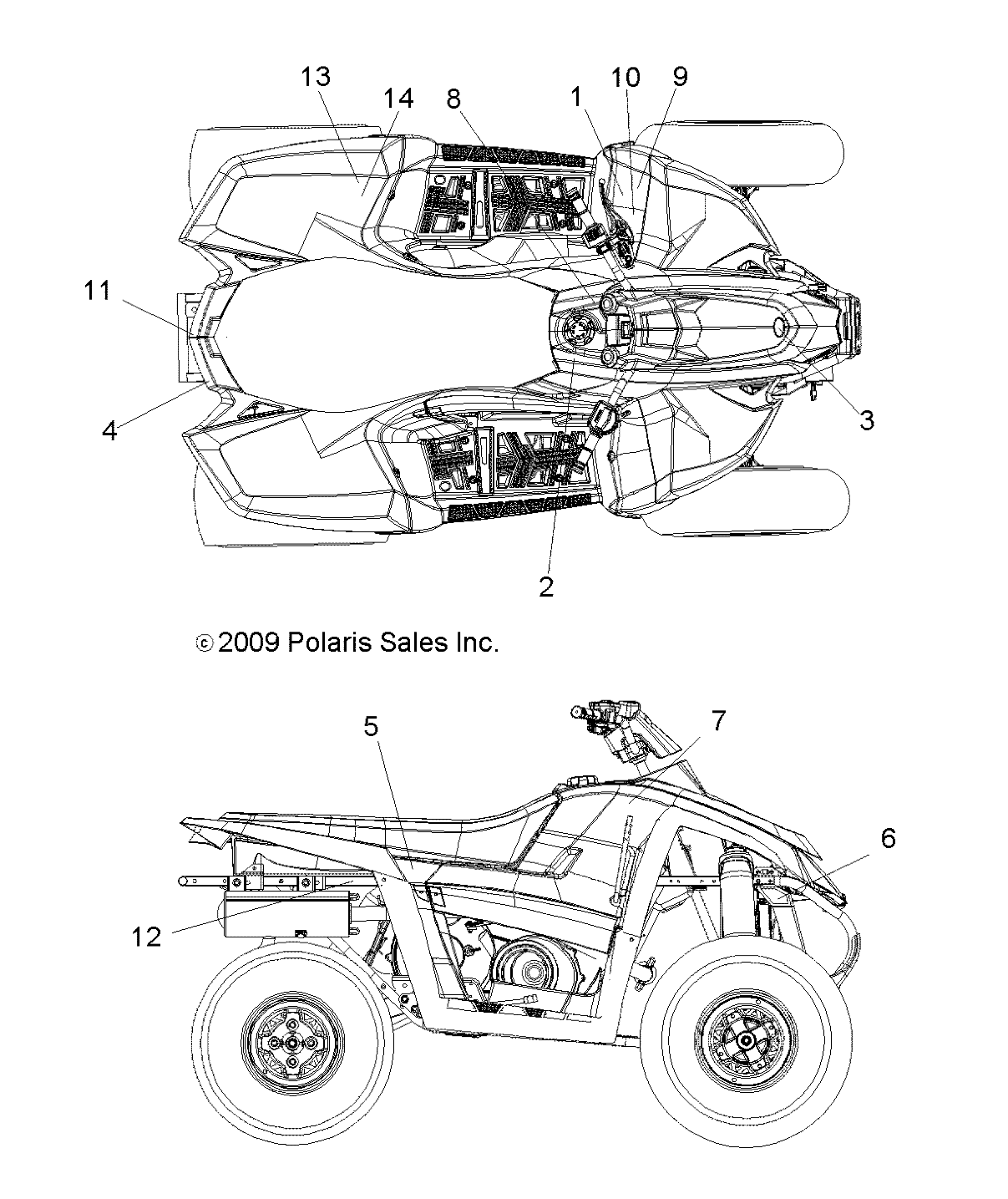CARROSSERIE AUTOCOLLANTS POUR SCRAMBLER 500 4X4 2010