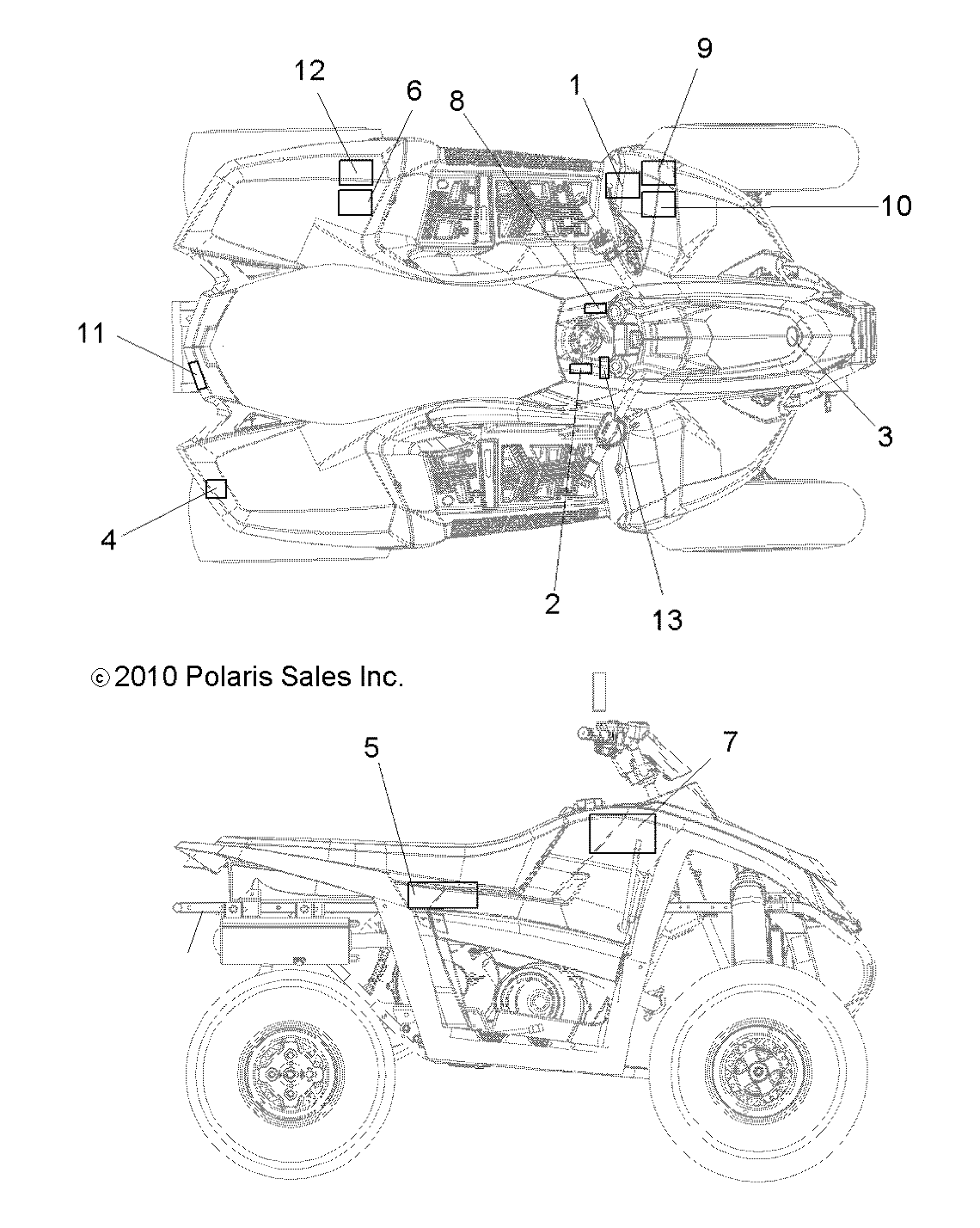CARROSSERIE AUTOCOLLANTS POUR SCRAMBLER 500 4X4 INTL 2010