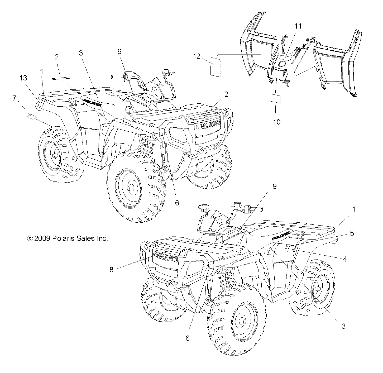 CARROSSERIE AUTOCOLLANTS POUR SPORTSMAN 500 HO 2010