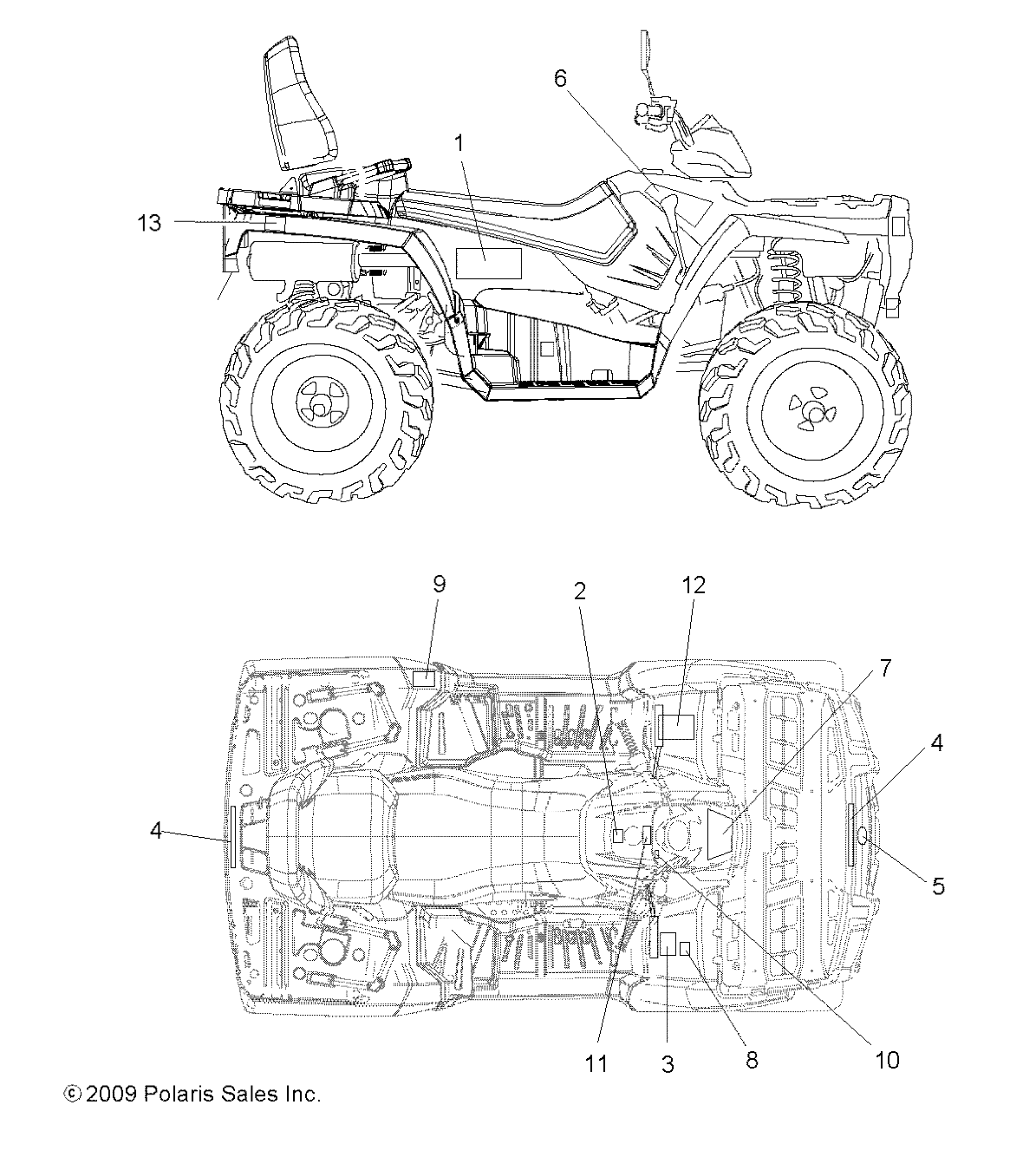CARROSSERIE AUTOCOLLANTS POUR SPORTSMAN TOURING 500 HO INTL 2010