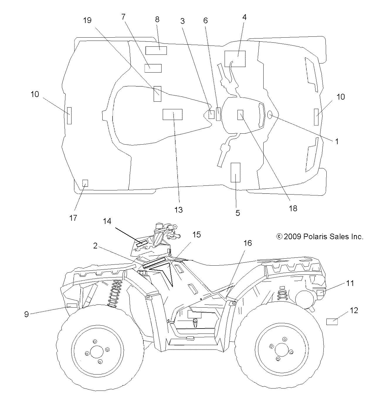 CARROSSERIE AUTOCOLLANTS POUR SPORTSMAN XP 550 2010
