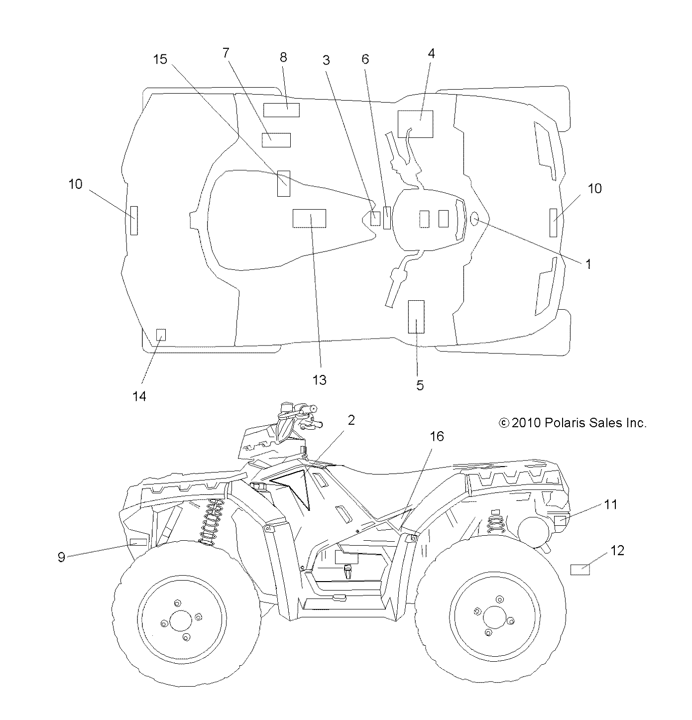 CARROSSERIE AUTOCOLLANTS POUR SPORTSMAN 550 2011