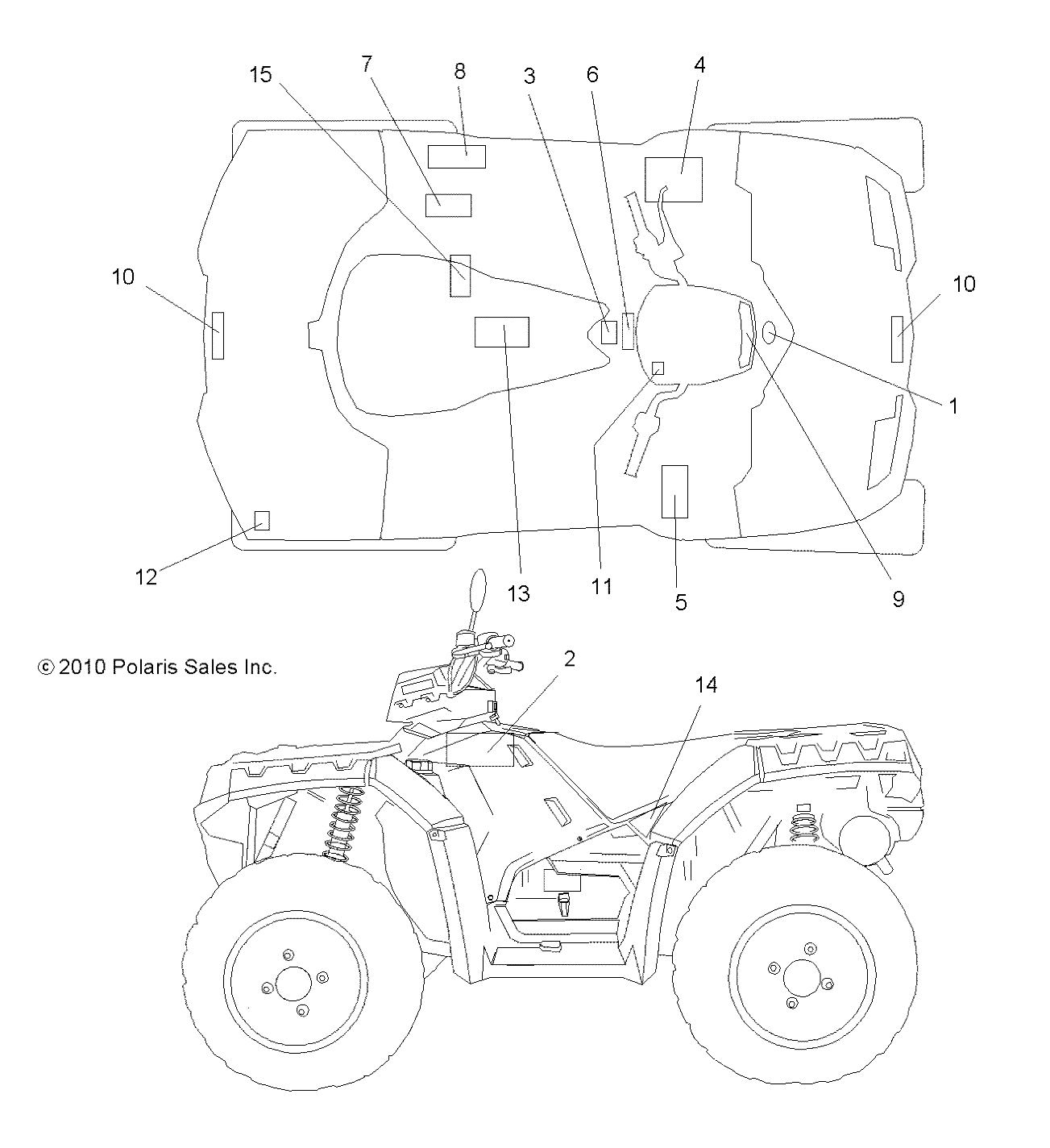 CARROSSERIE AUTOCOLLANTS POUR SPORTSMAN FOREST 850 2011