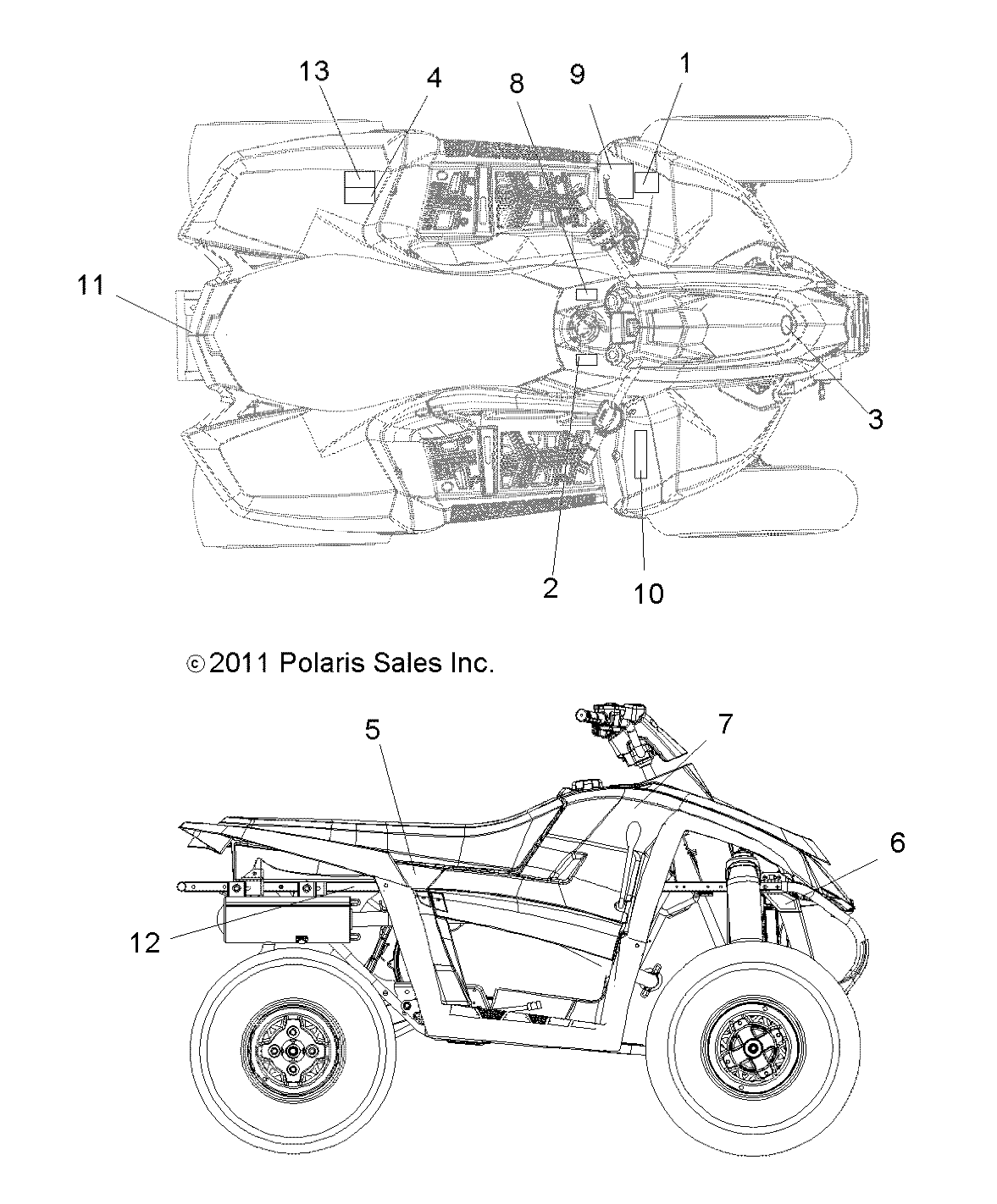 CARROSSERIE AUTOCOLLANTS POUR SCRAMBLER 500 4X4 2012