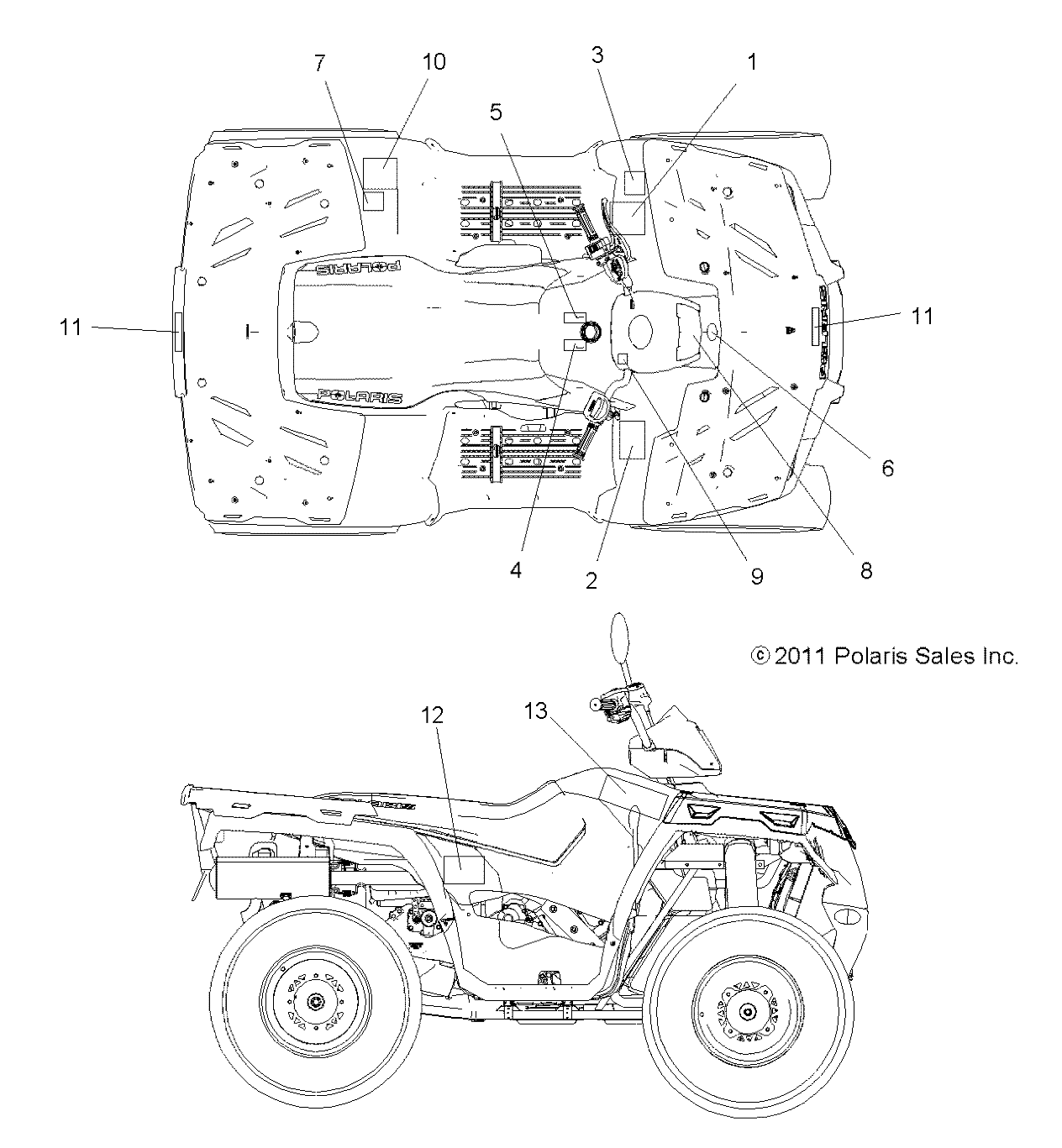 CARROSSERIE AUTOCOLLANTS POUR SPORTSMAN FOREST 500 2013