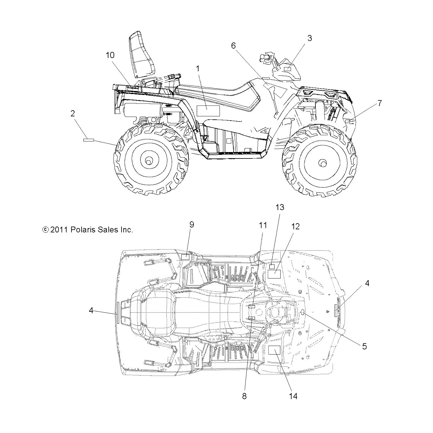 CARROSSERIE AUTOCOLLANTS POUR SPORTSMAN TOURING 500 HO 2012