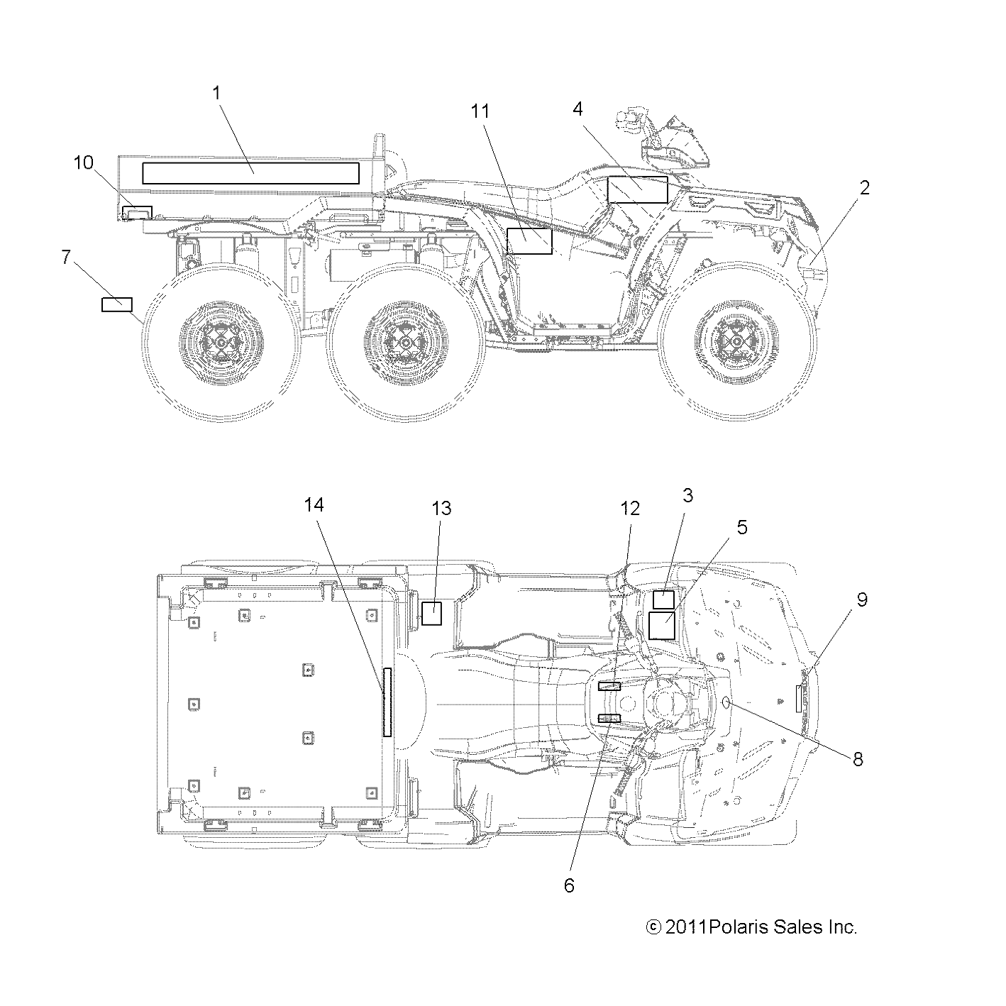 CARROSSERIE AUTOCOLLANTS POUR SPORTSMAN 800 EFI 6X6 2013