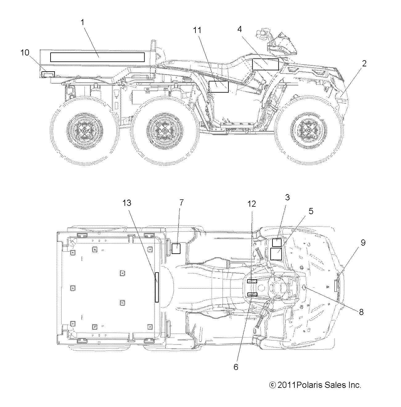 CARROSSERIE AUTOCOLLANTS POUR SPORTSMAN FOREST 800 6X6 2012