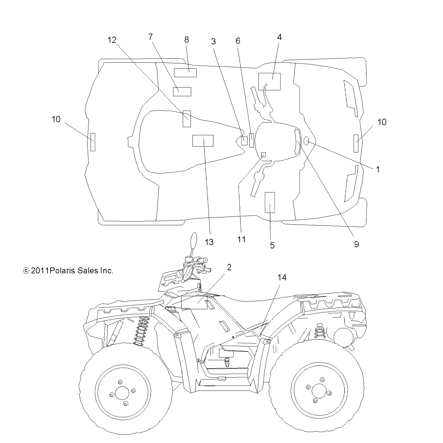 CARROSSERIE AUTOCOLLANTS POUR SPORTSMAN FOREST 850 2012