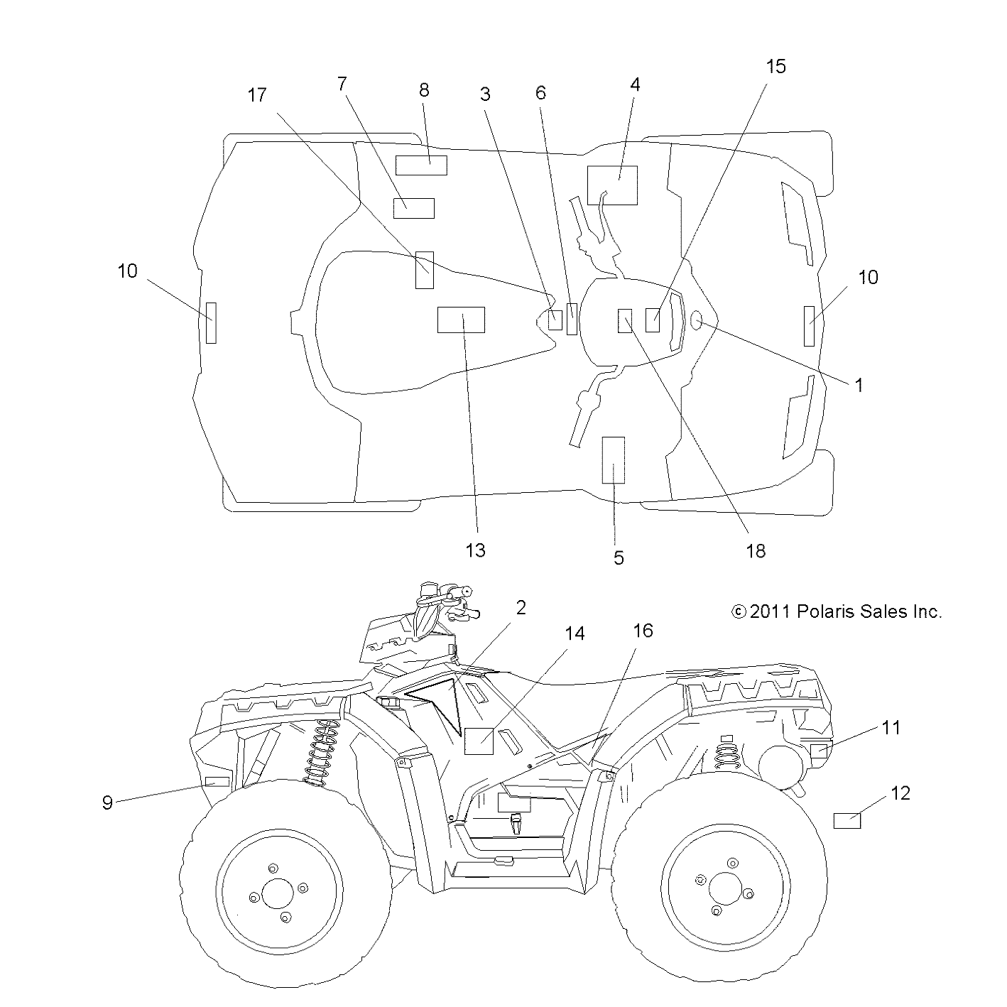 CARROSSERIE AUTOCOLLANTS POUR SPORTSMAN 550 EPS 2013