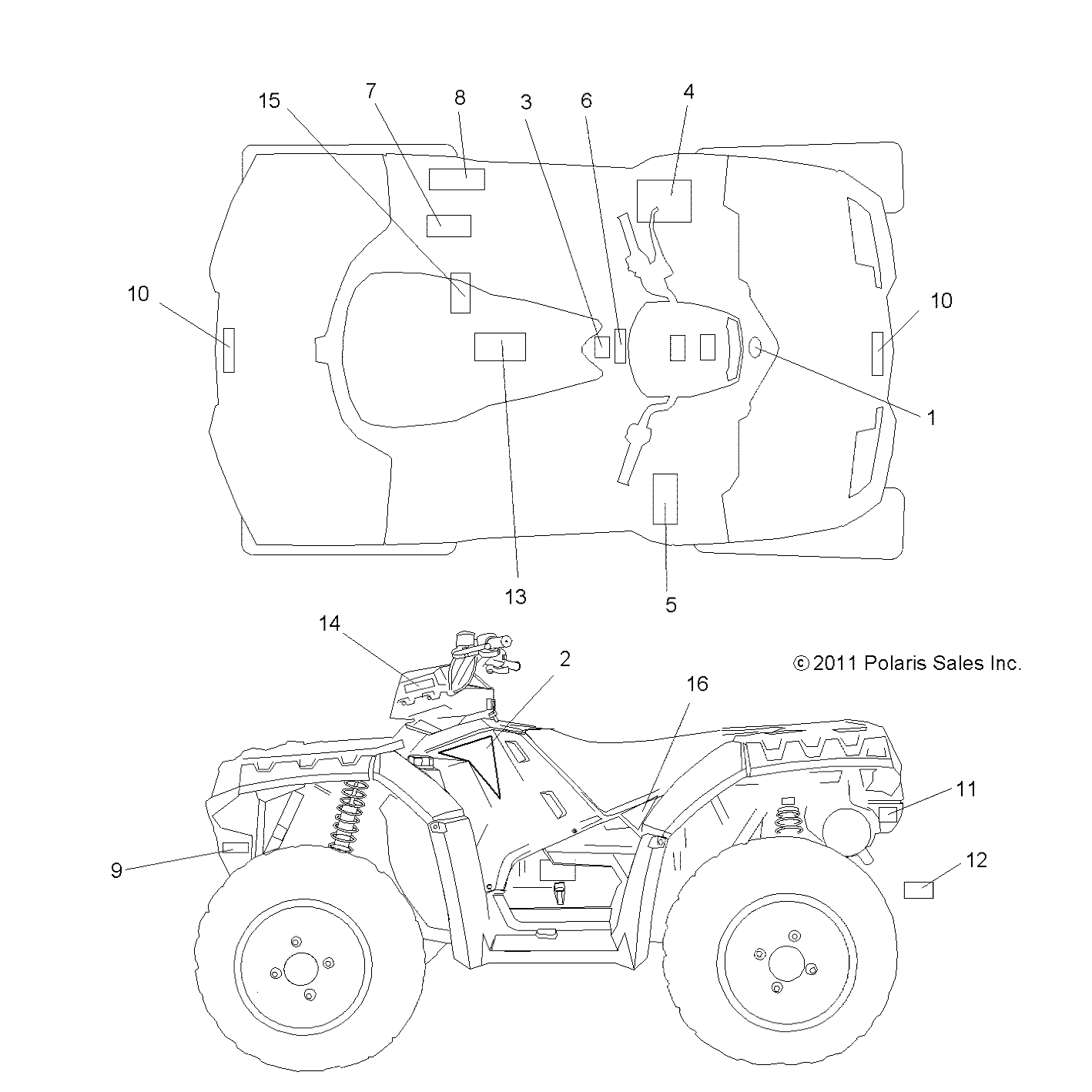 CARROSSERIE AUTOCOLLANTS POUR SPORTSMAN XP 850 2012