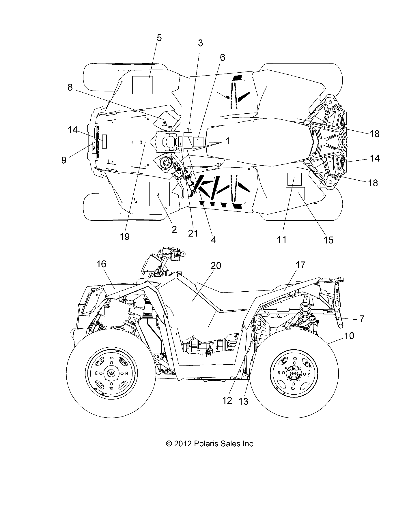 CARROSSERIE AUTOCOLLANTS POUR SCRAMBLER XP 850 HO EPS 2014