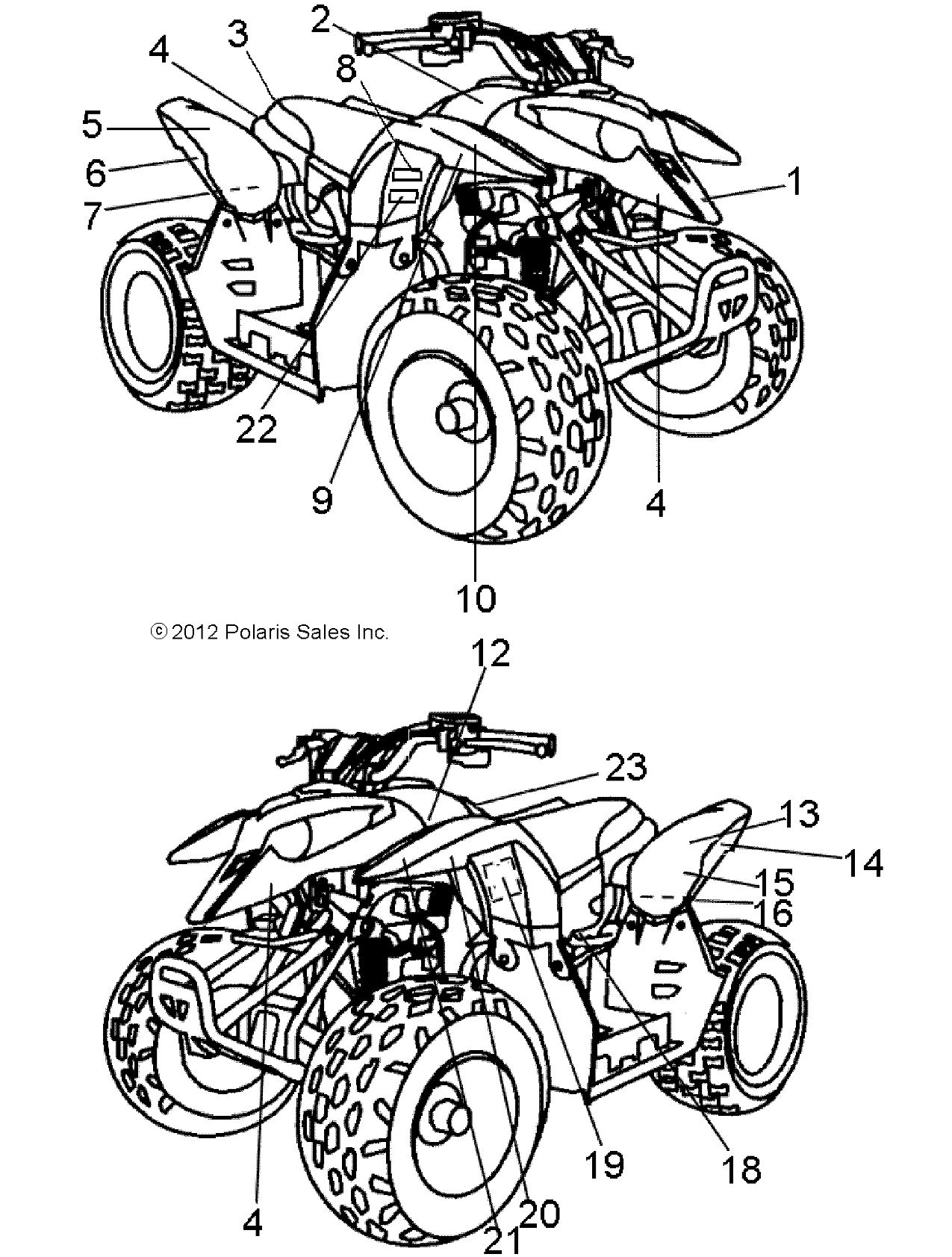 CARROSSERIE AUTOCOLLANTS POUR OUTLAW 50 2013