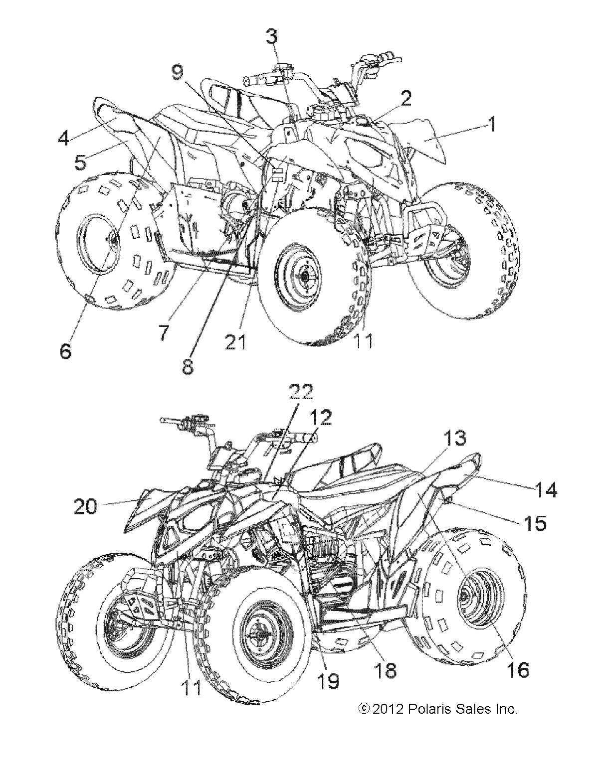 CARROSSERIE AUTOCOLLANTS POUR OUTLAW 90 2016