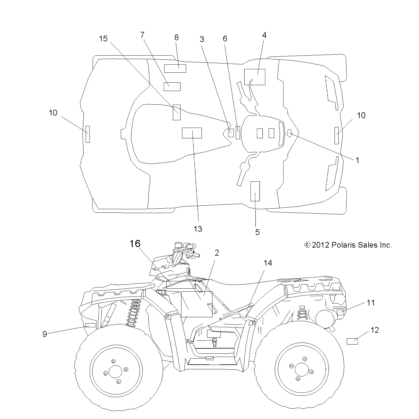 CARROSSERIE AUTOCOLLANTS POUR SPORTSMAN XP 550 EPS HD 2014