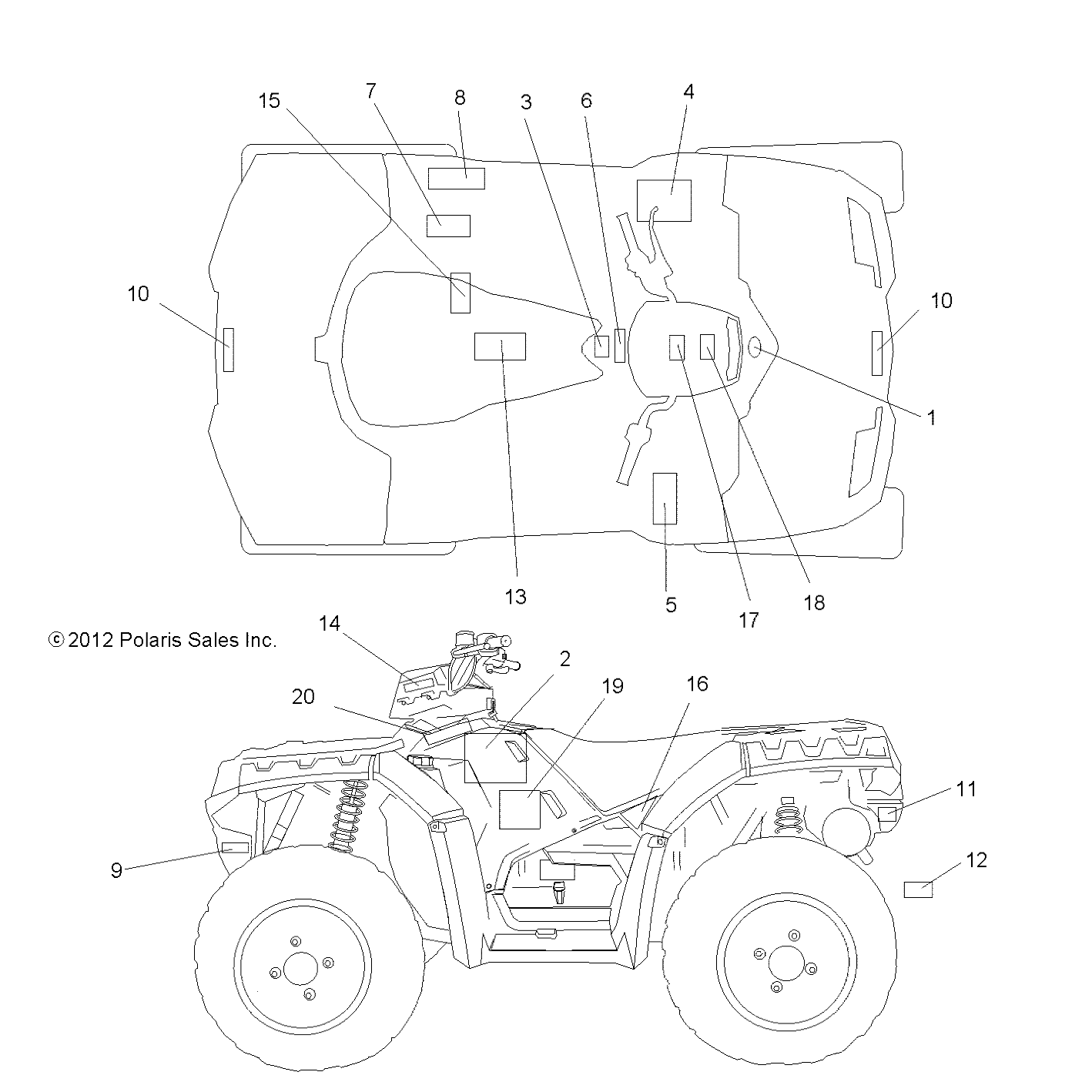 CARROSSERIE AUTOCOLLANTS POUR SPORTSMAN XP EPS 850HO 2014