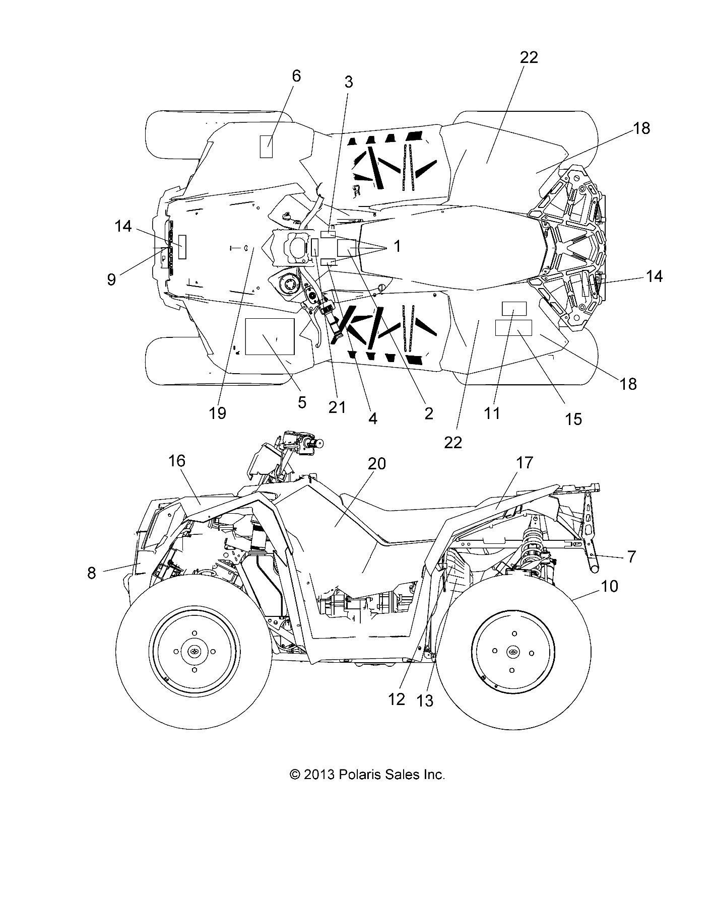 CARROSSERIE AUTOCOLLANTS POUR SCRAMBLER XP 1000 HO EPS 2014