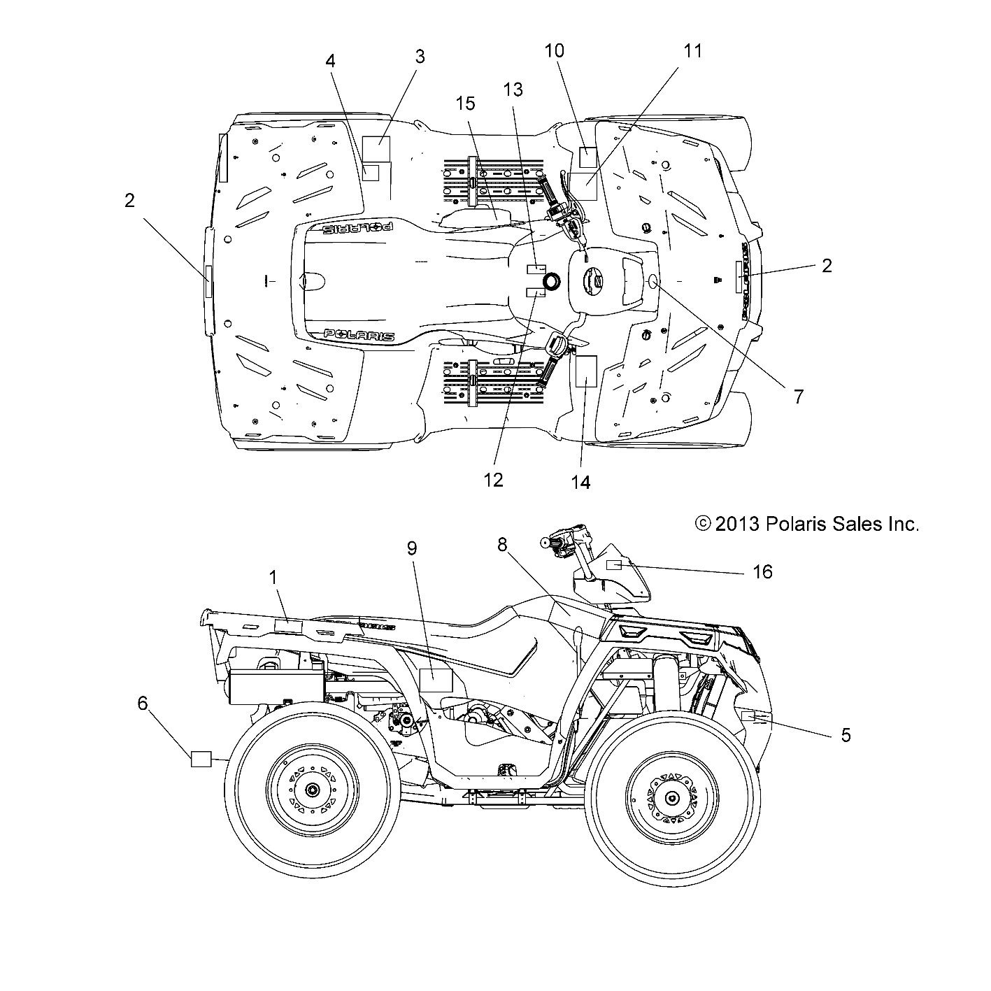 CARROSSERIE AUTOCOLLANTS POUR SPORTSMAN 570 EFI HD 2014