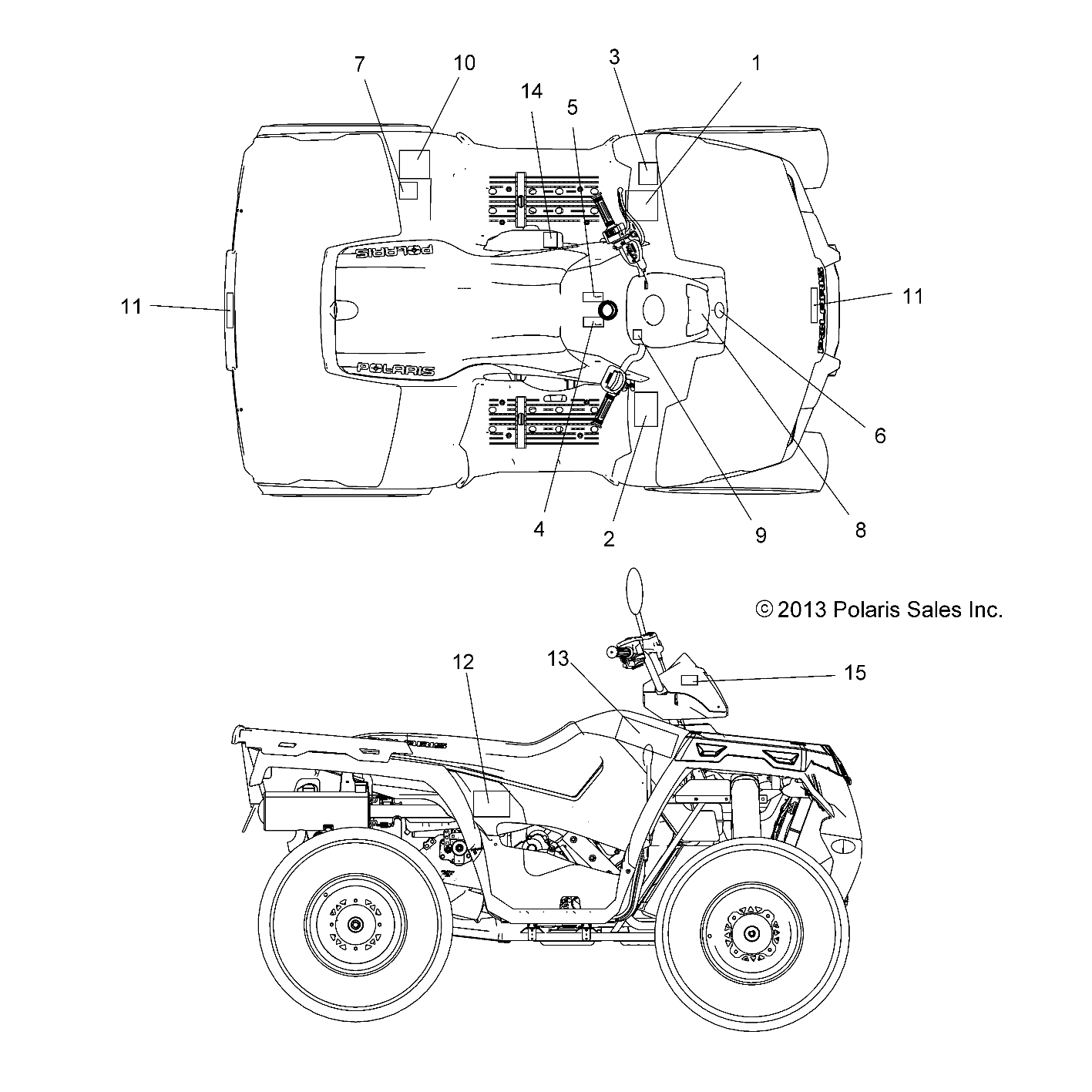 CARROSSERIE AUTOCOLLANTS POUR SPORTSMAN 570 FOREST 2014
