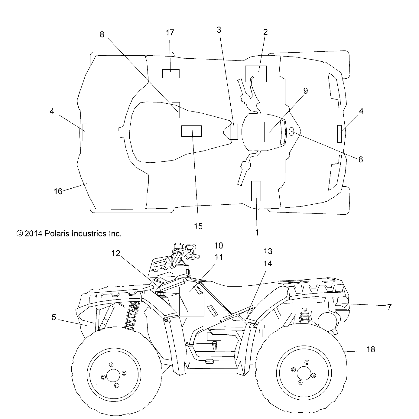 CARROSSERIE AUTOCOLLANTS POUR SPORTSMAN 1000 MD 2015