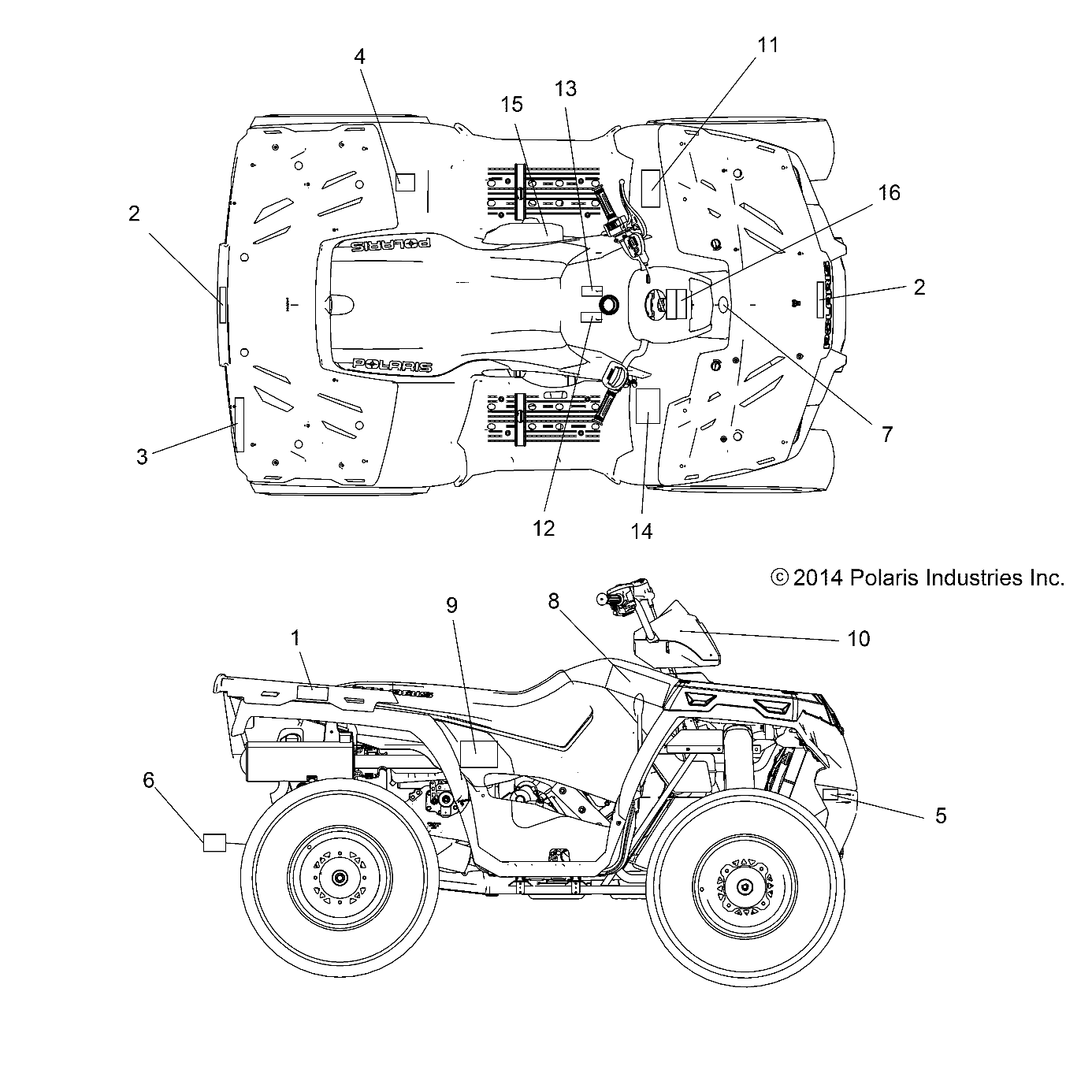 CARROSSERIE AUTOCOLLANTS POUR SPORTSMAN 570 EFI EPS MD 2015