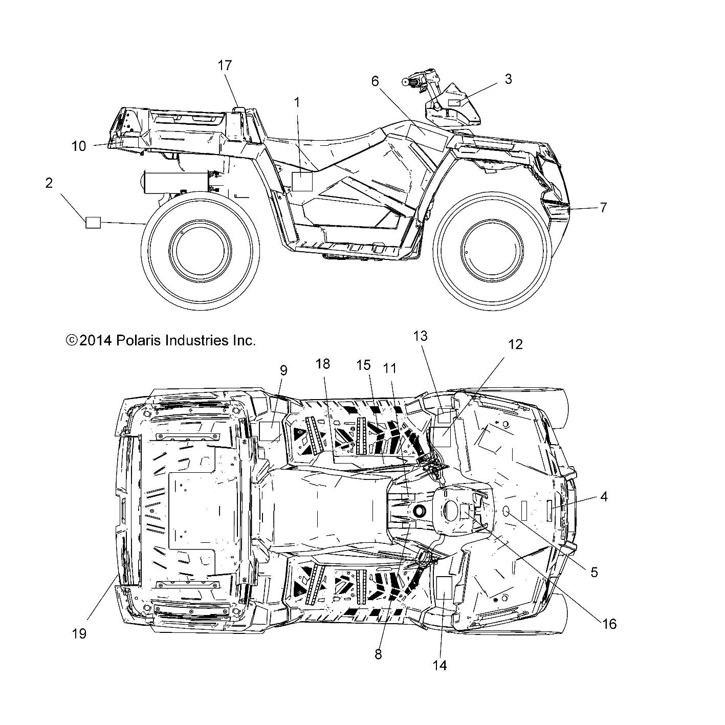 CARROSSERIE AUTOCOLLANTS POUR SPORTSMAN 570 EFI X2 EPS 2015