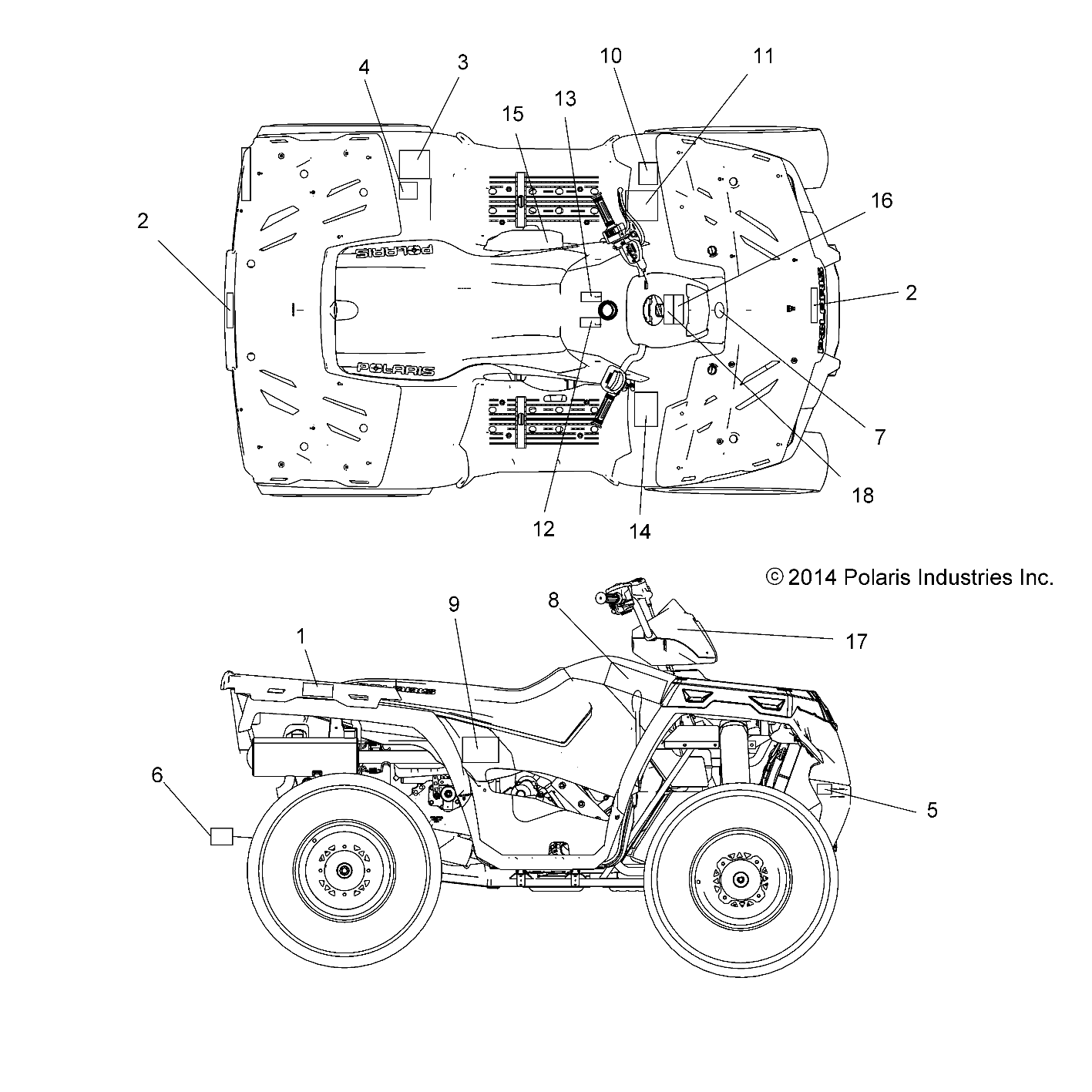 CARROSSERIE AUTOCOLLANTS POUR SPORTSMAN 570 EFI EPS 2015