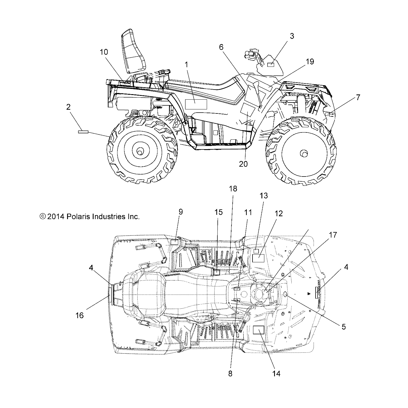 CARROSSERIE AUTOCOLLANTS POUR SPORTSMAN 570 SP TOURING 2015