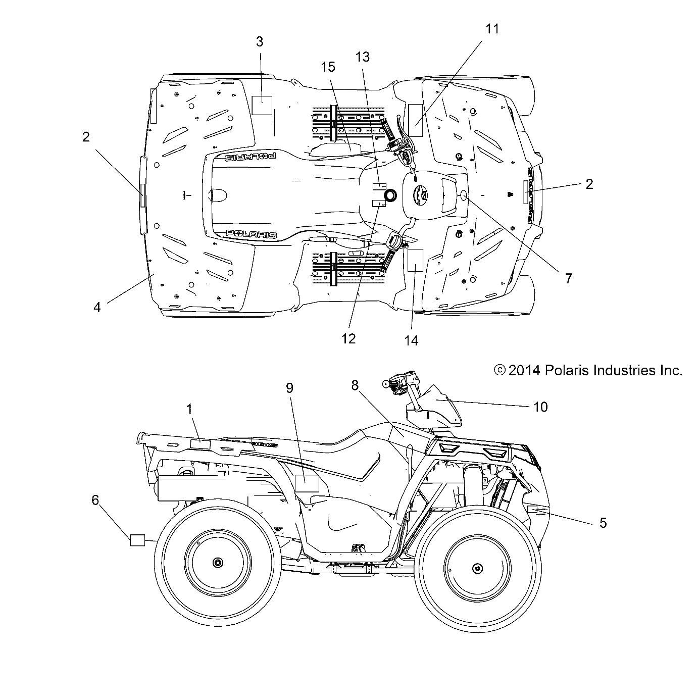 CARROSSERIE AUTOCOLLANTS POUR SPORTSMAN 570 EFI MD 2015