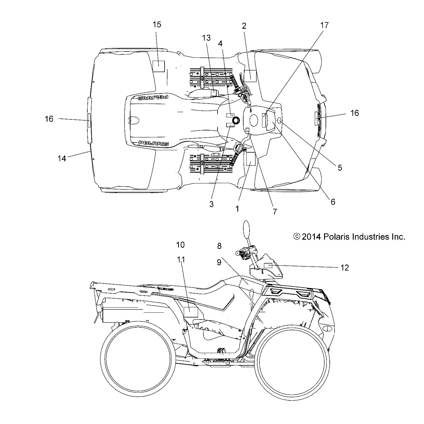 CARROSSERIE AUTOCOLLANTS POUR SPORTSMAN 570 EFI EPS FOREST QUAD 2015
