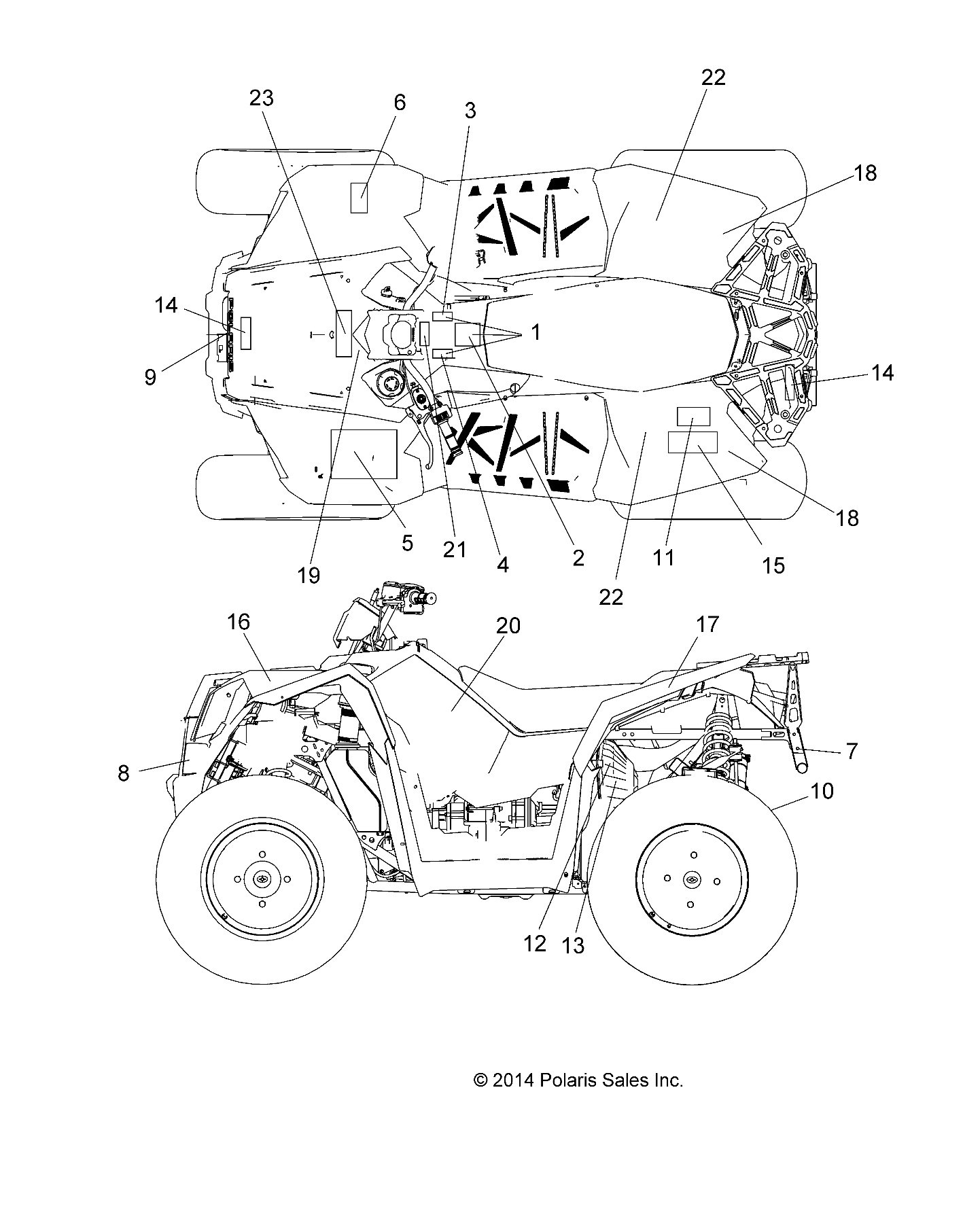 CARROSSERIE AUTOCOLLANTS POUR SCRAMBLER XP 1000 2015
