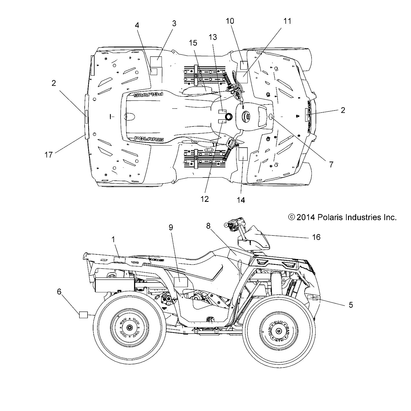 CARROSSERIE AUTOCOLLANTS POUR SPORTSMAN ETX EFI 2015